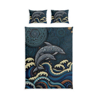 Dolphin Waves Cotton Duvet Cover Set