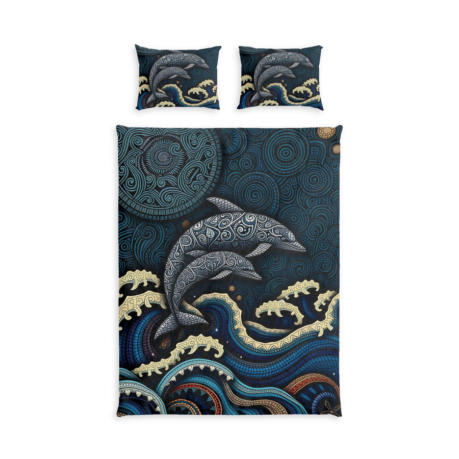 Dolphin Waves Cotton Duvet Cover Set