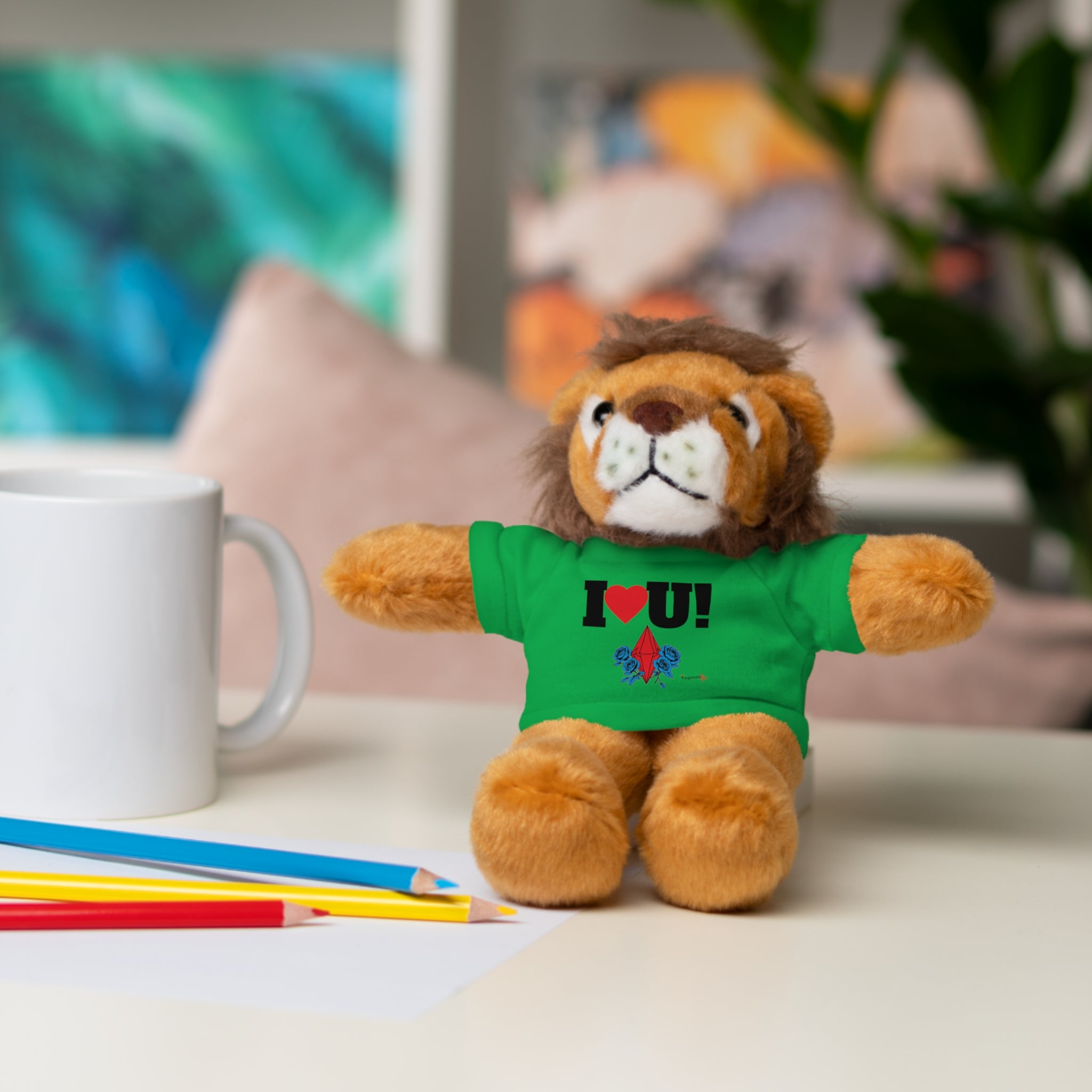 Plush Bear with Branded Tee – Red Diamond and Blue Roses Teddy