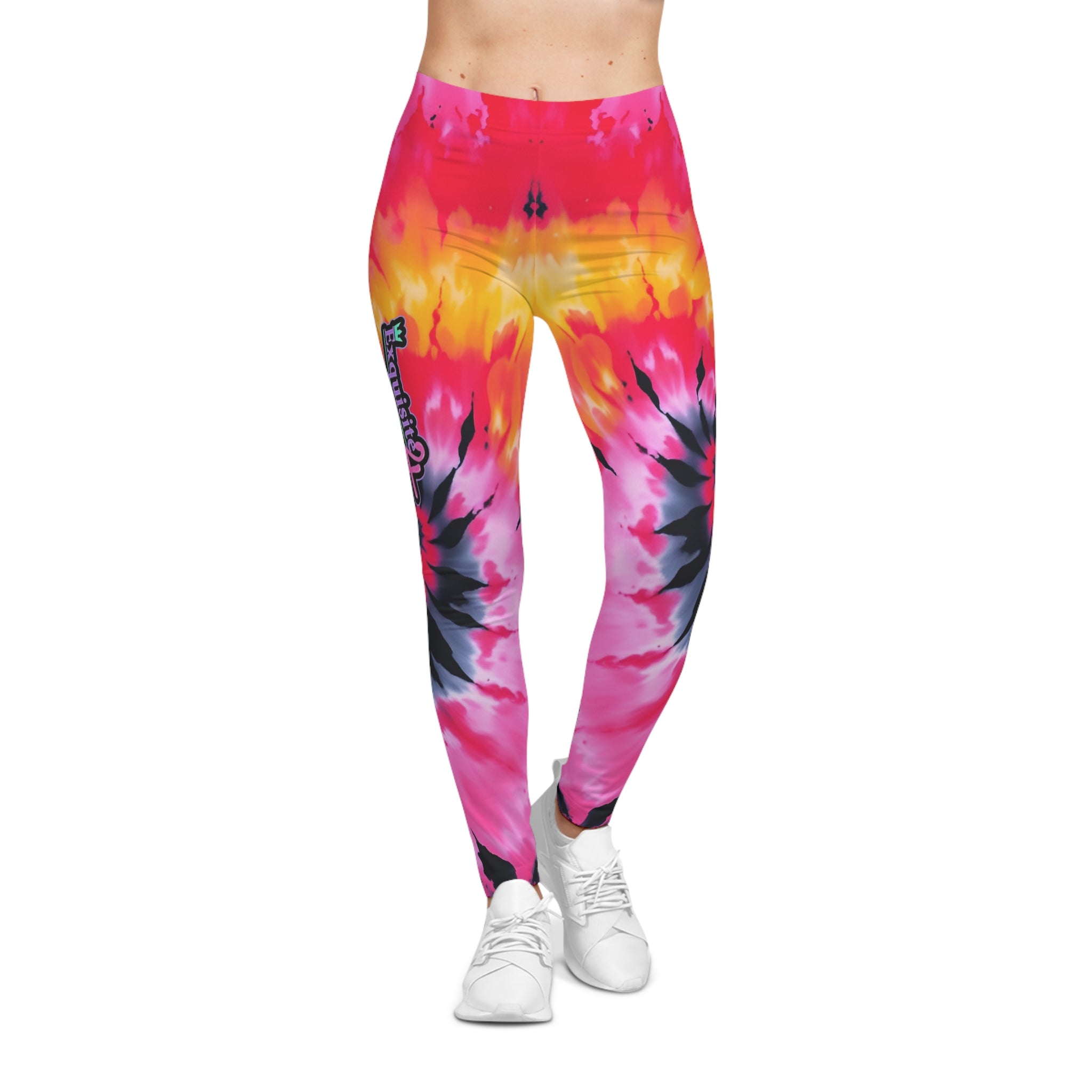 Tie-Dye Women's Leggings — Vibrant Pink, Orange, & Yellow Yoga Leggings