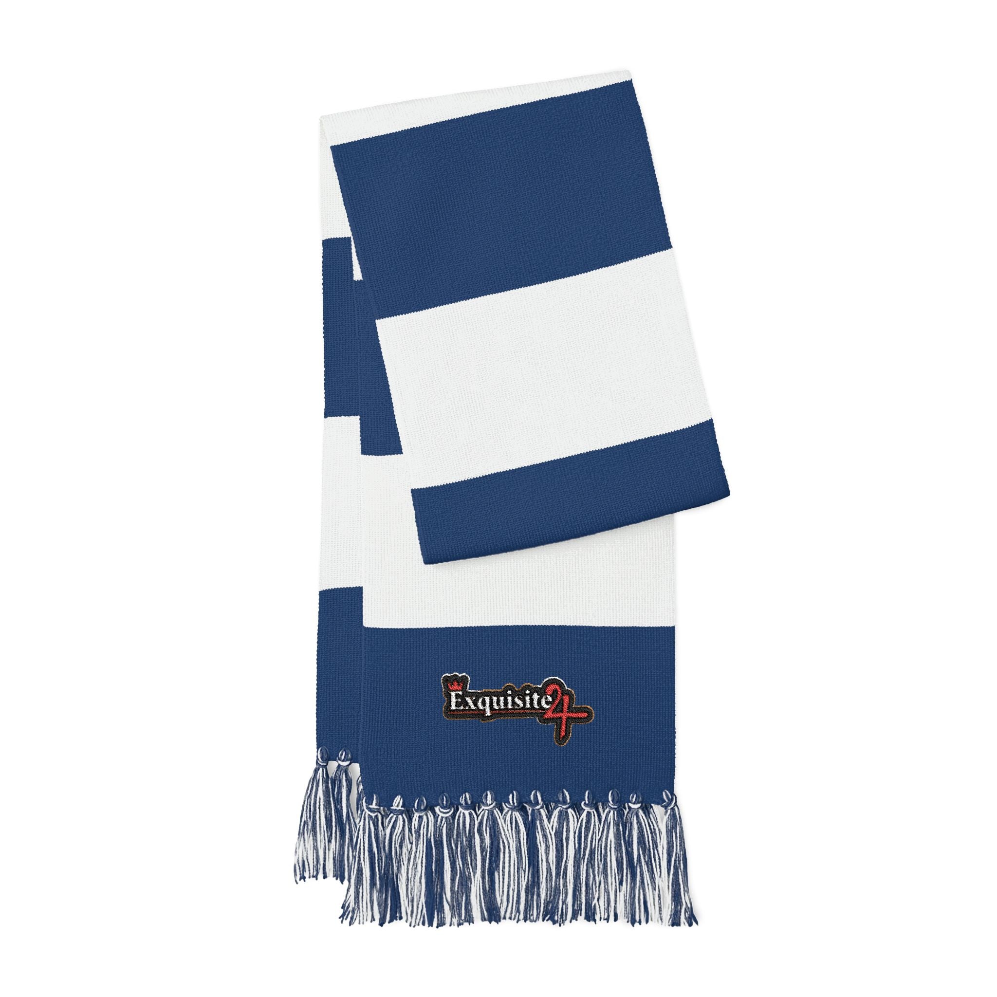 Embroidered Spectator Scarf — Striped Team Fan Scarf with Fringe