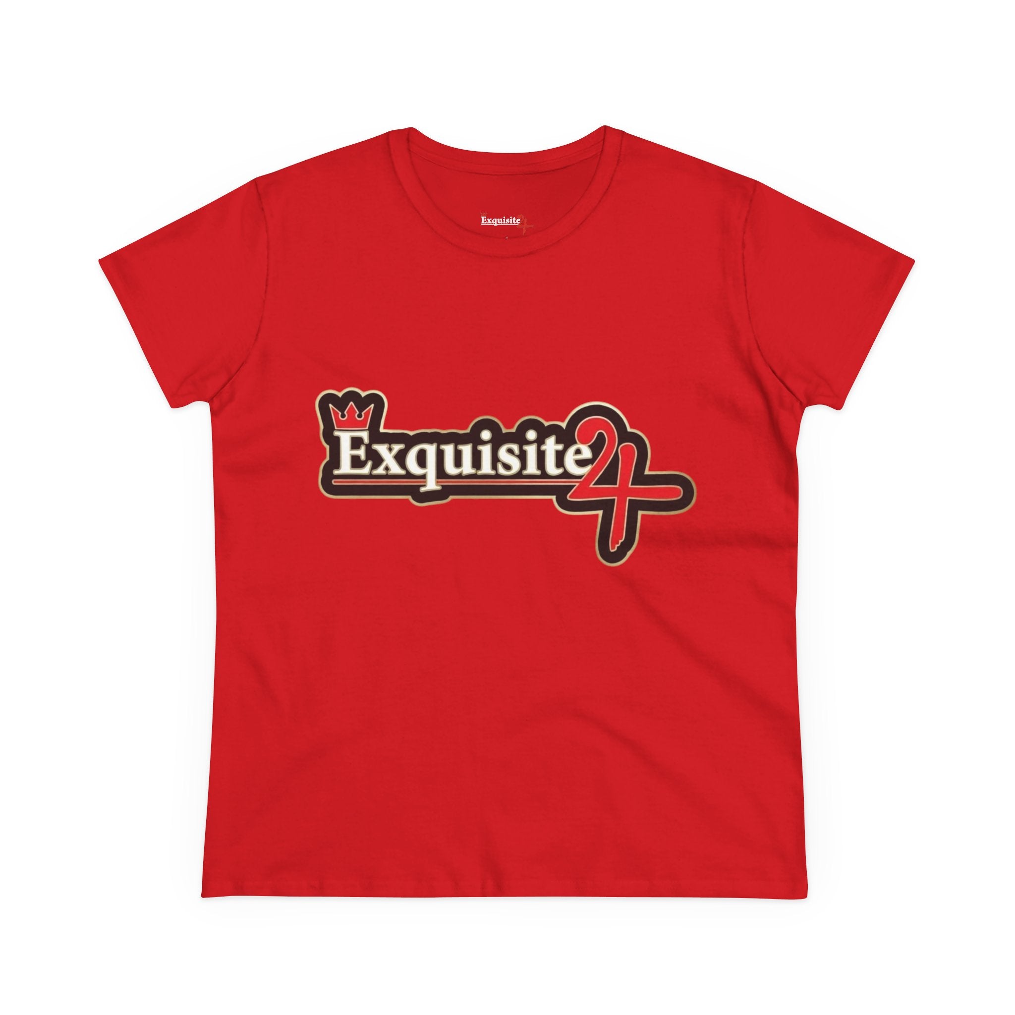Exquisite 24 Sticker Logo Women's Graphic Tee – Black with Gold Rim