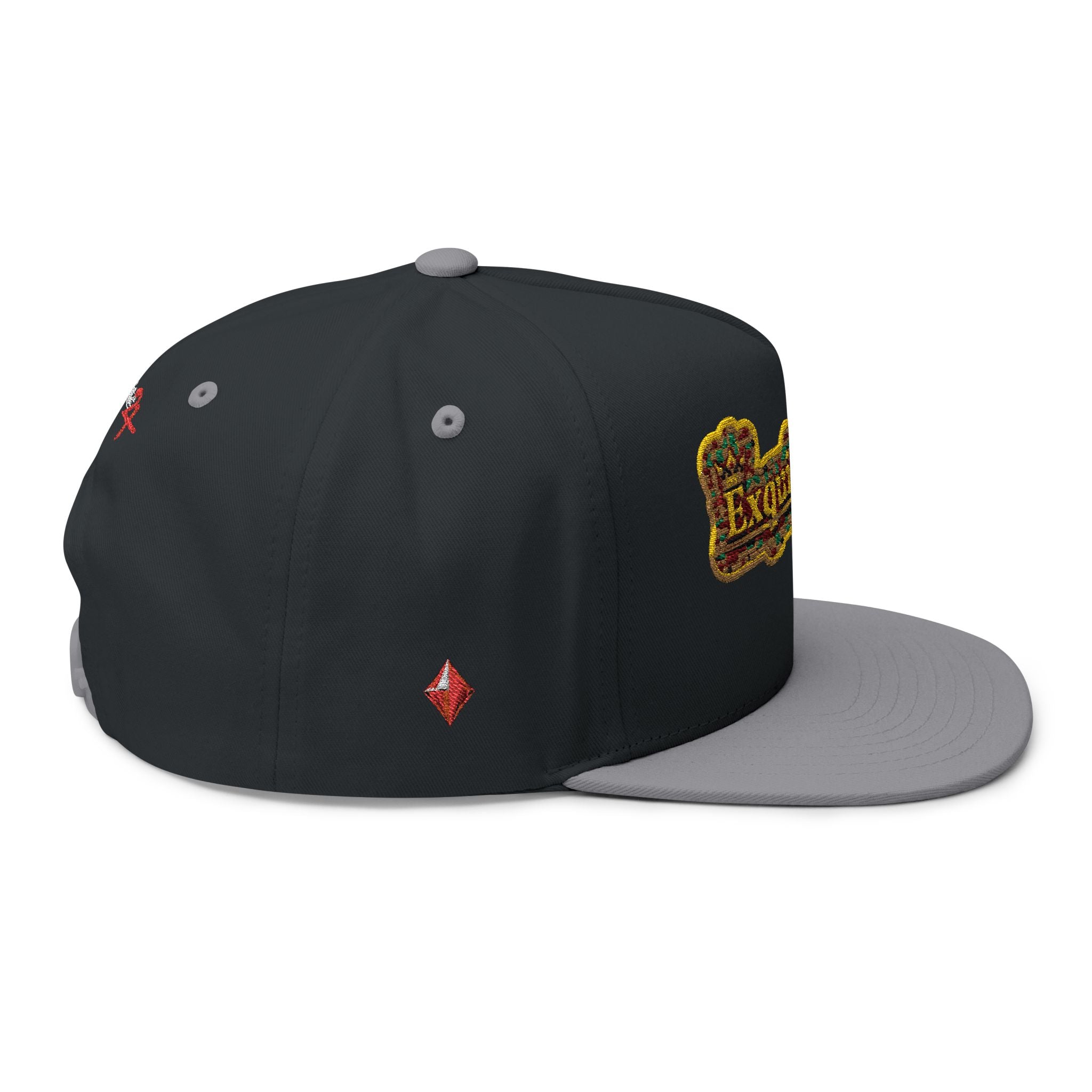Embroidered 'Exquisite 24' Flat Bill Cap — Kente-Inspired Patch Snapback