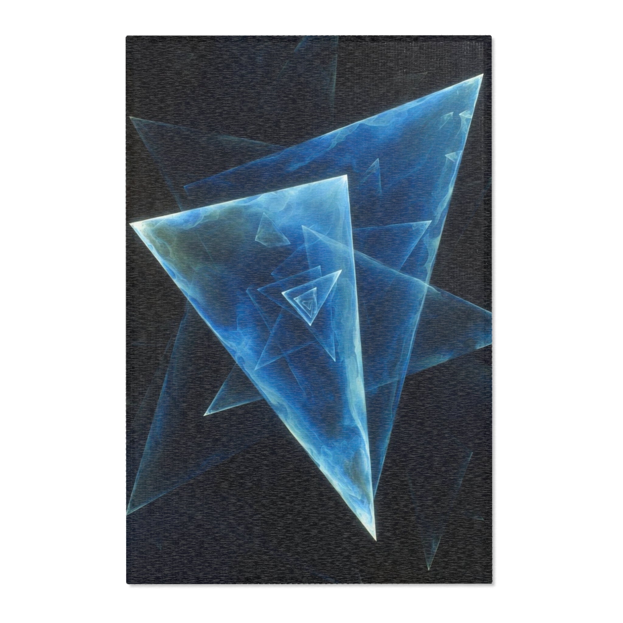 Geometric Blue Triangle Area Rug — Modern Abstract Accent Rug for Living Room & Bedroom