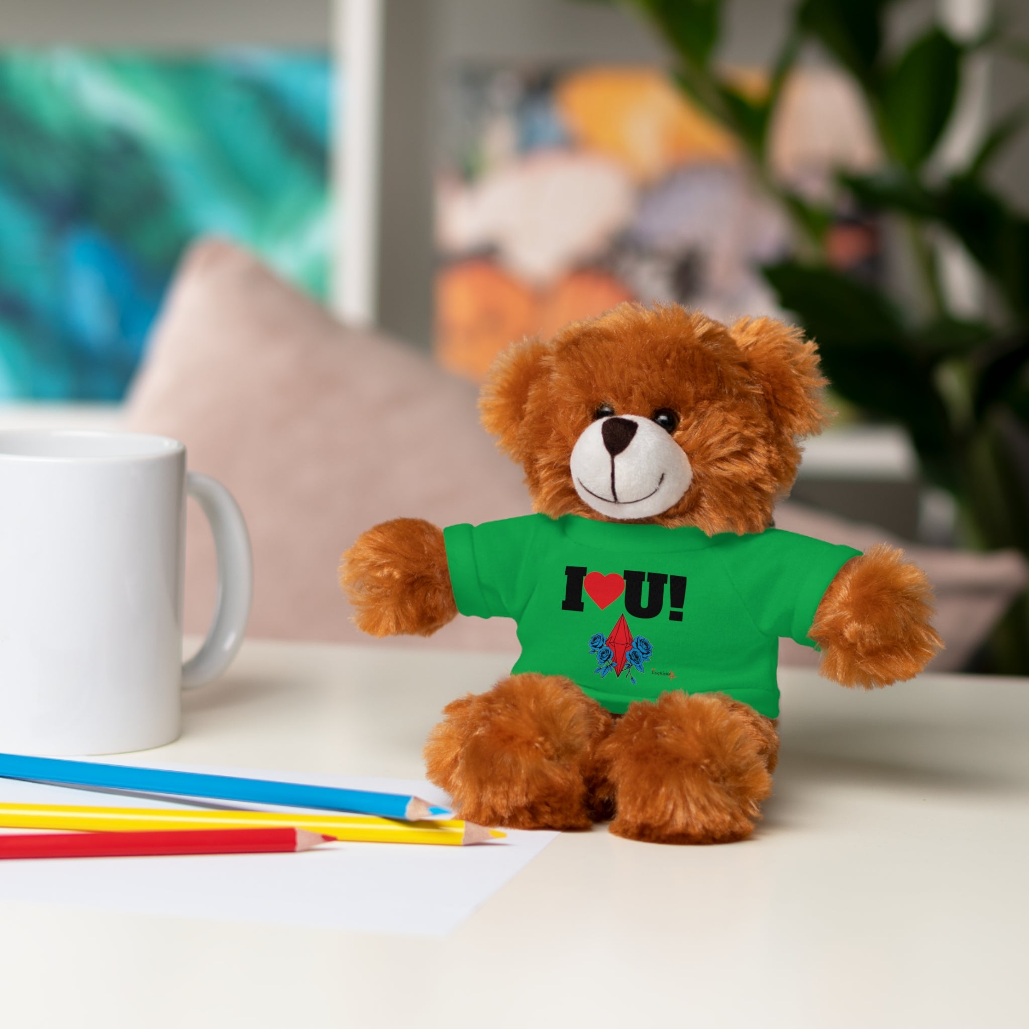 Plush Bear with Branded Tee – Red Diamond and Blue Roses Teddy
