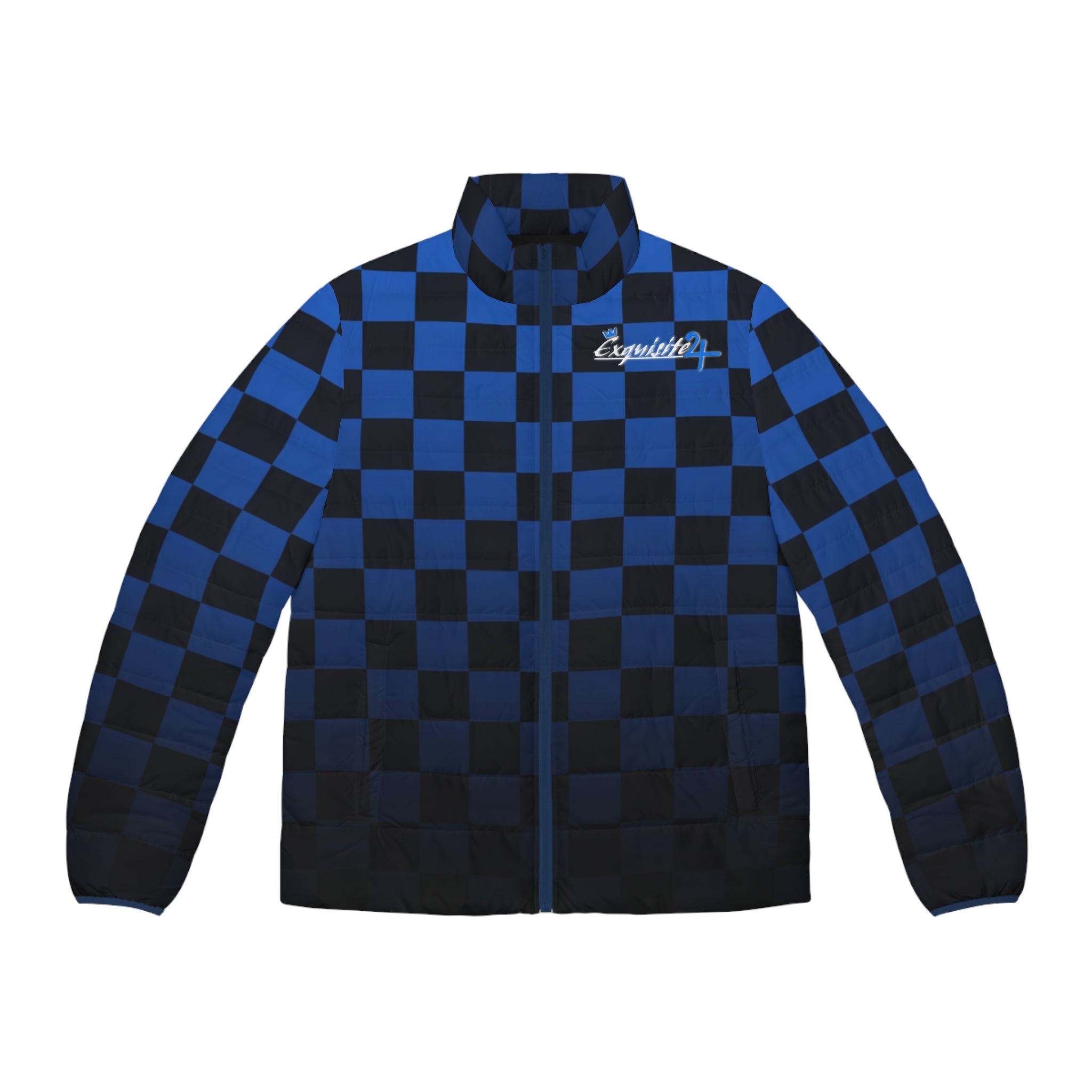 Blue Checkerboard Puffer Jacket