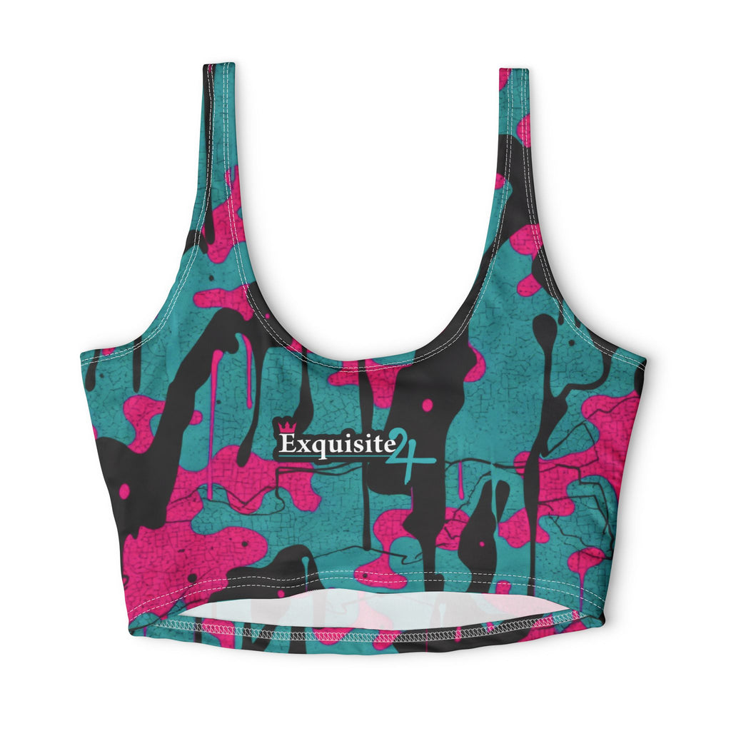 Pink Teal Camo 'Exquisite 24' Sports Bra