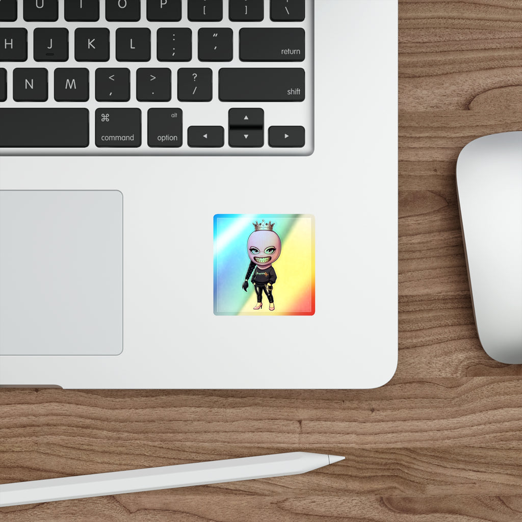 Pink Balaclava Girl Holographic Die-cut Sticker