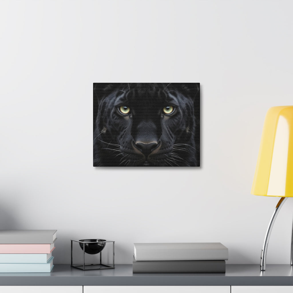 Black Panther Wall Canvas — Intense Close-Up Stretched Canvas Art