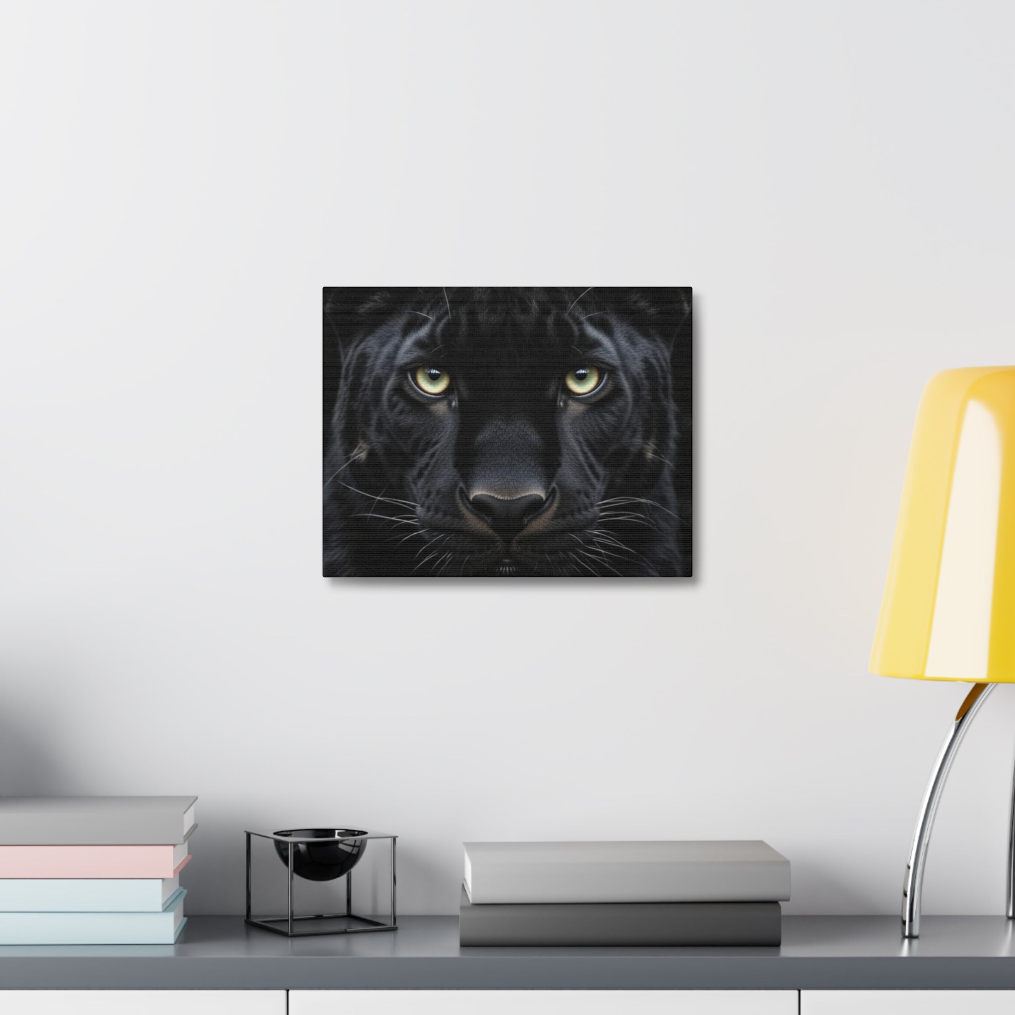 Black Panther Wall Canvas — Intense Close-Up Stretched Canvas Art