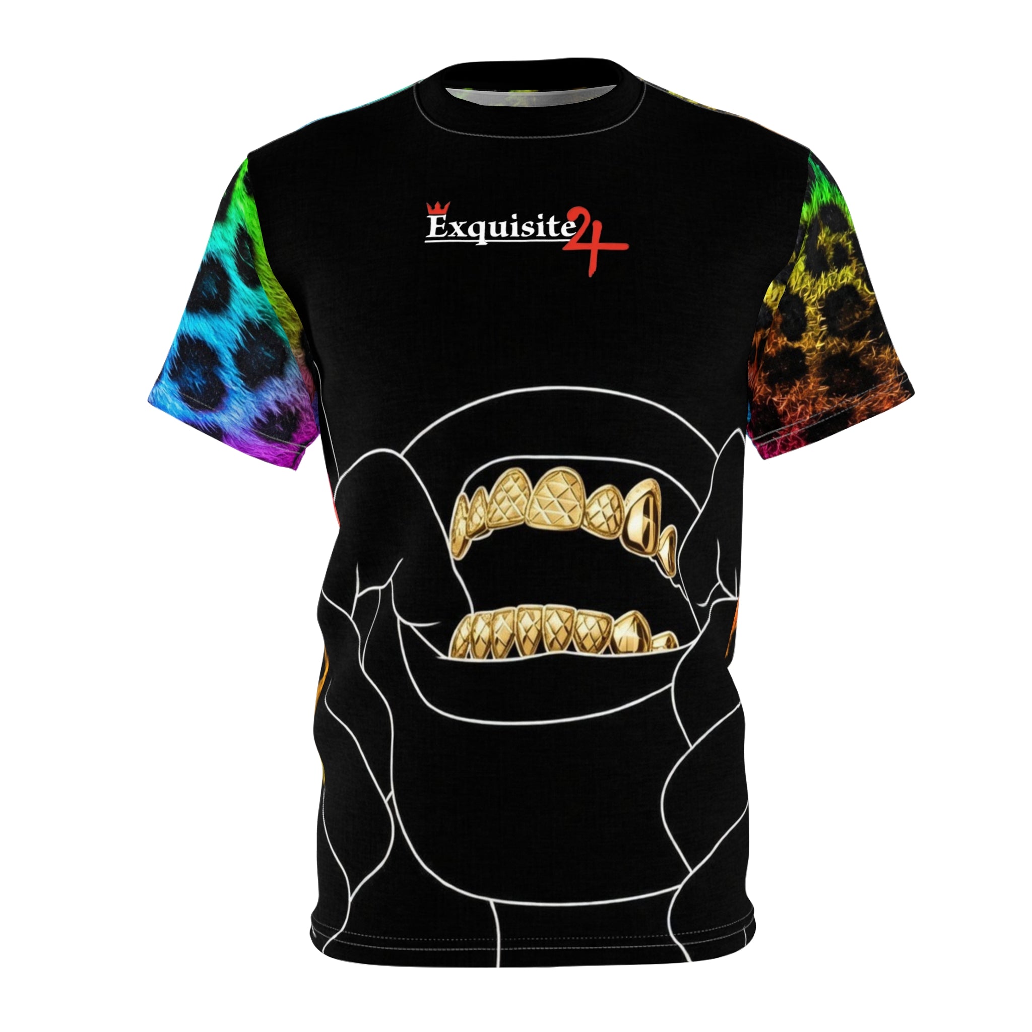 Rainbow Leopard Gold Grillz Graphic Tee