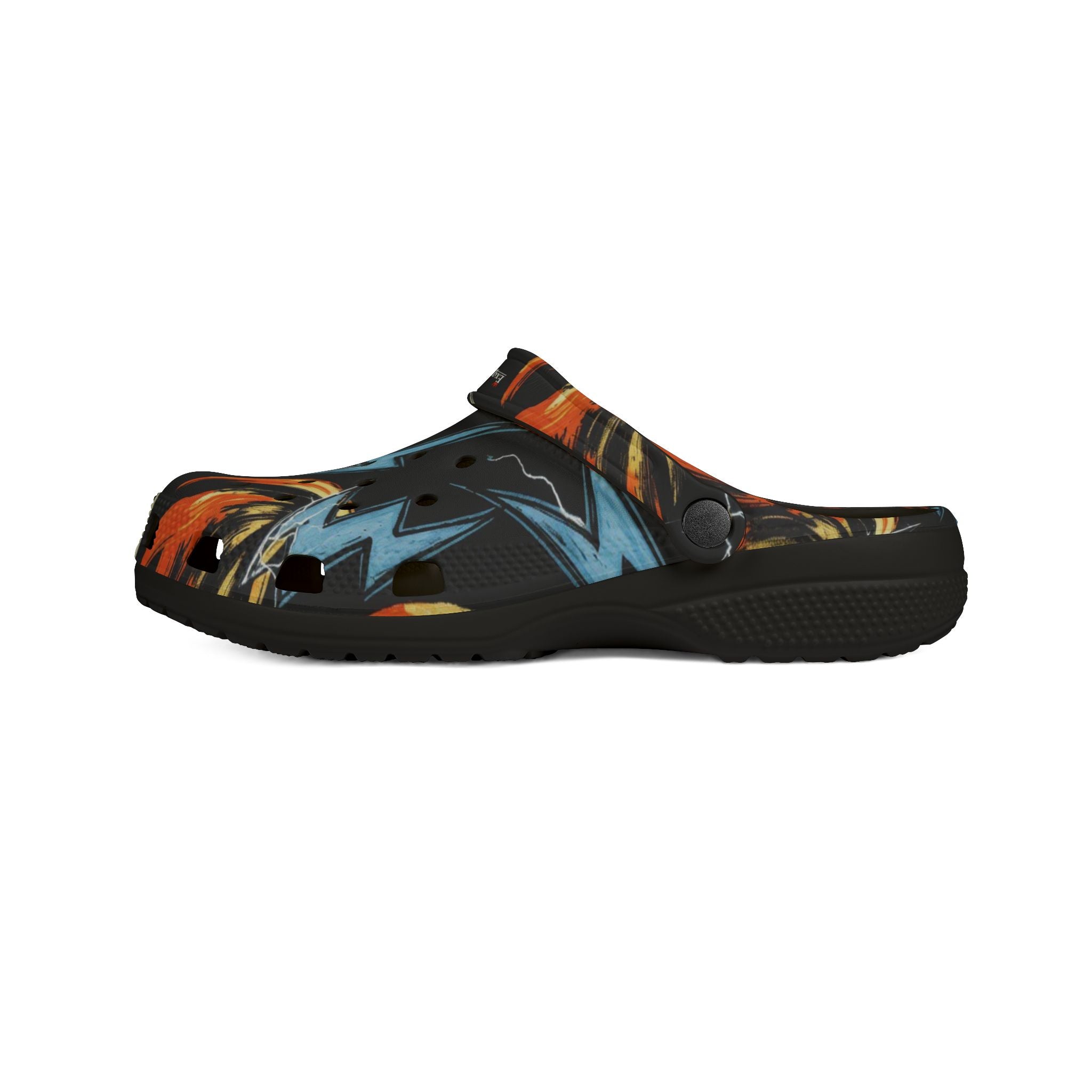 Flame & Lightning EVA Foam Clogs — Bold Graphic Slip-On Shoes
