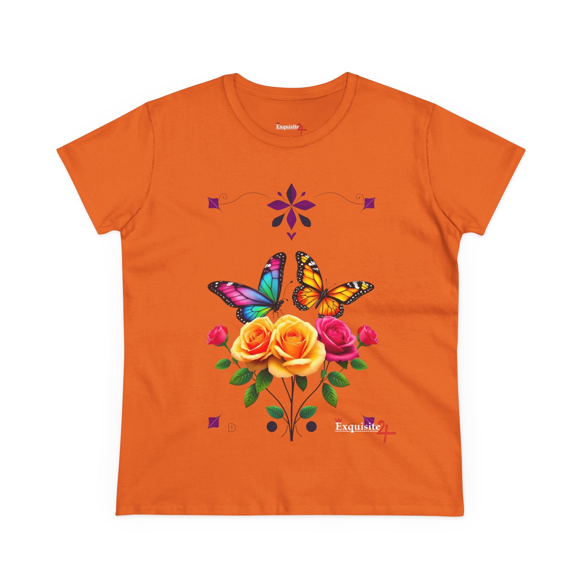 Butterfly Blossom with Purple Border Women's Graphic Tee
