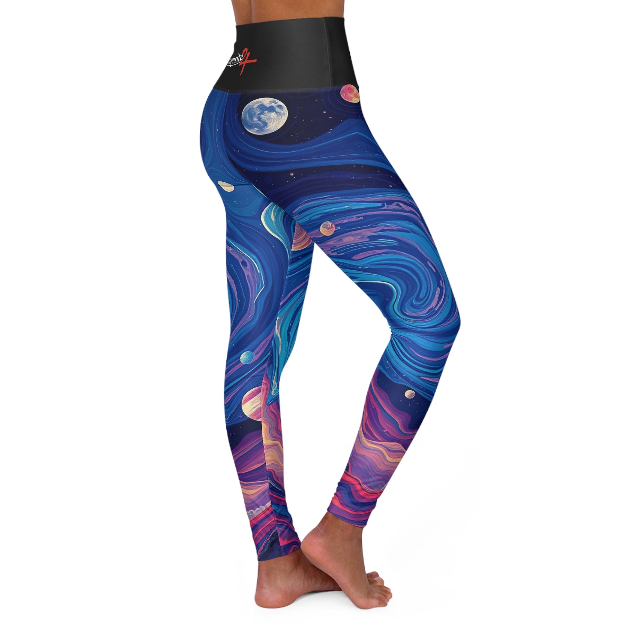 Galaxy Swirl High-Waist Yoga Leggings — Cosmic Planet Print
