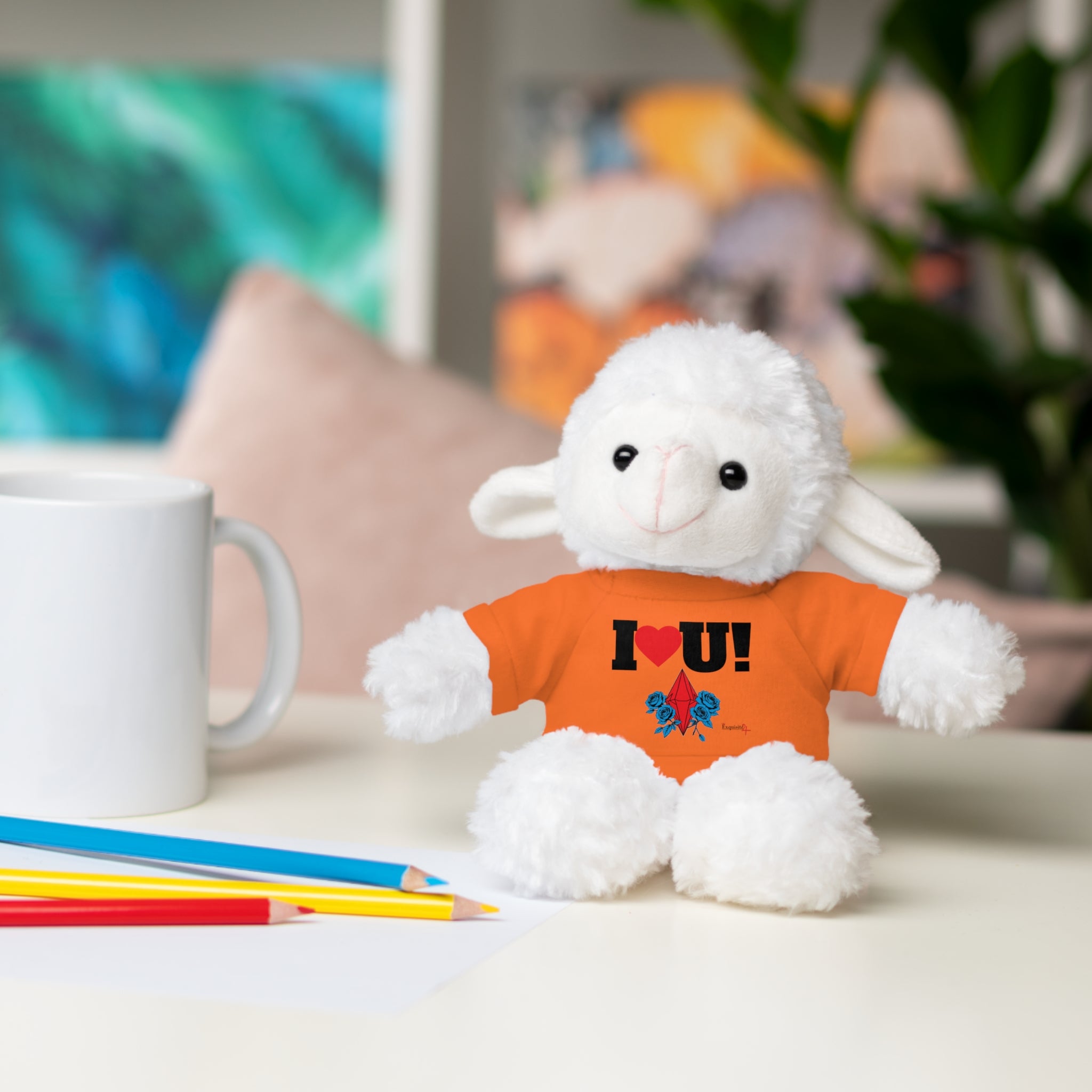 Plush Bear with Branded Tee – Red Diamond and Blue Roses Teddy