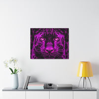 Purple Neon Panther Stretched Canvas – Vibrant Wall Art for Modern Rooms