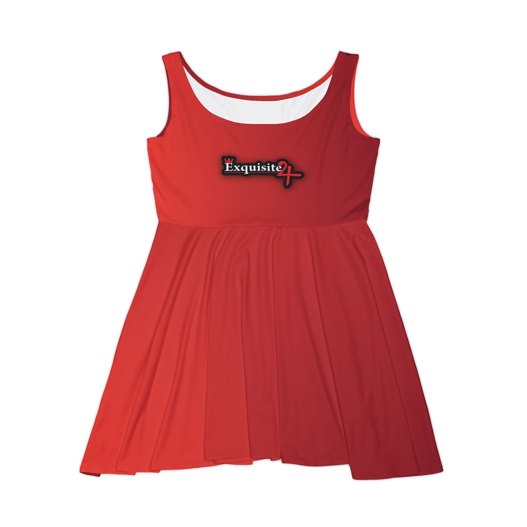 Red Exquisite 24 Logo Skater Dress — Women’s Casual A-Line Dress