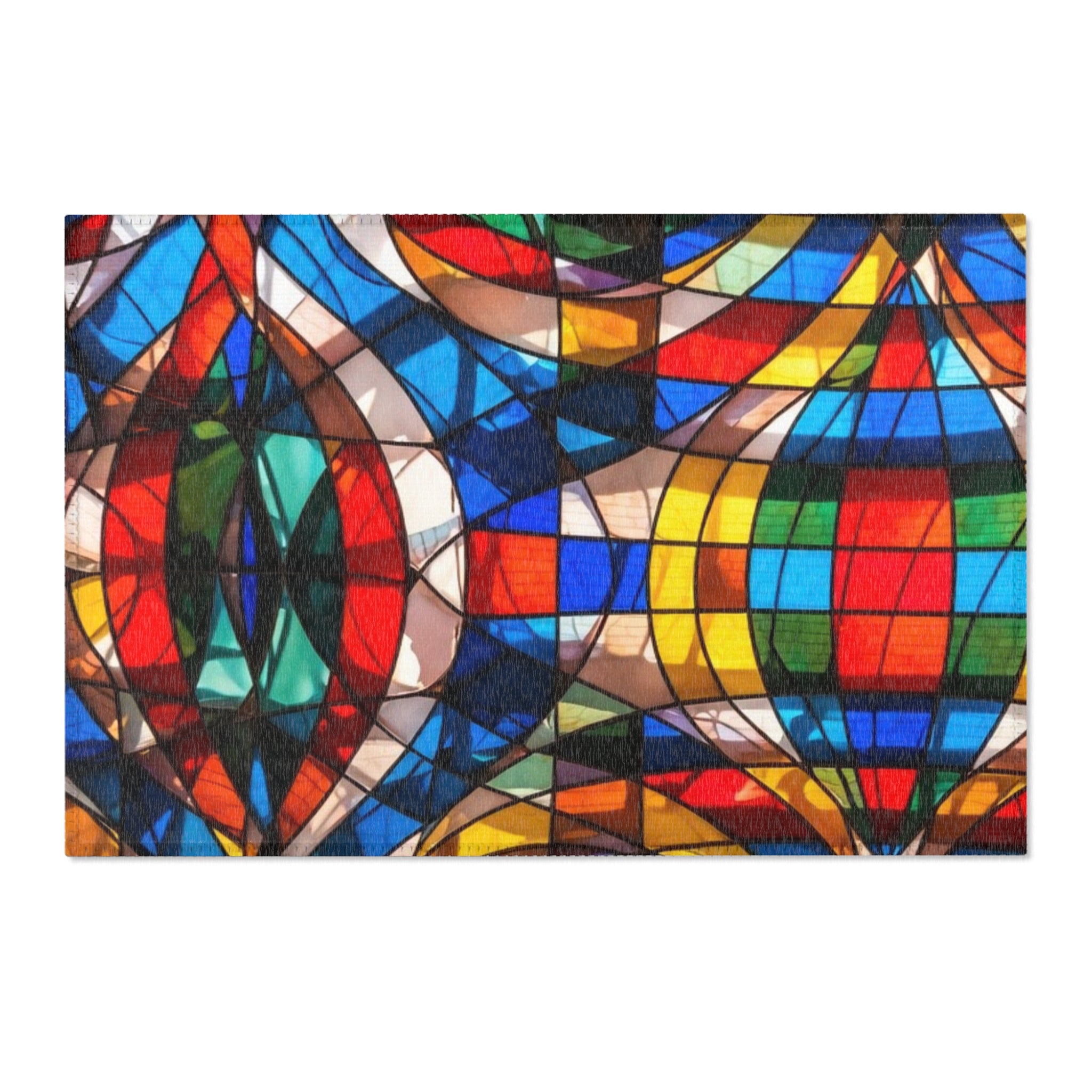 Stained Glass Mosaic Area Rug — Vibrant Geometric Decorative Floor Mat