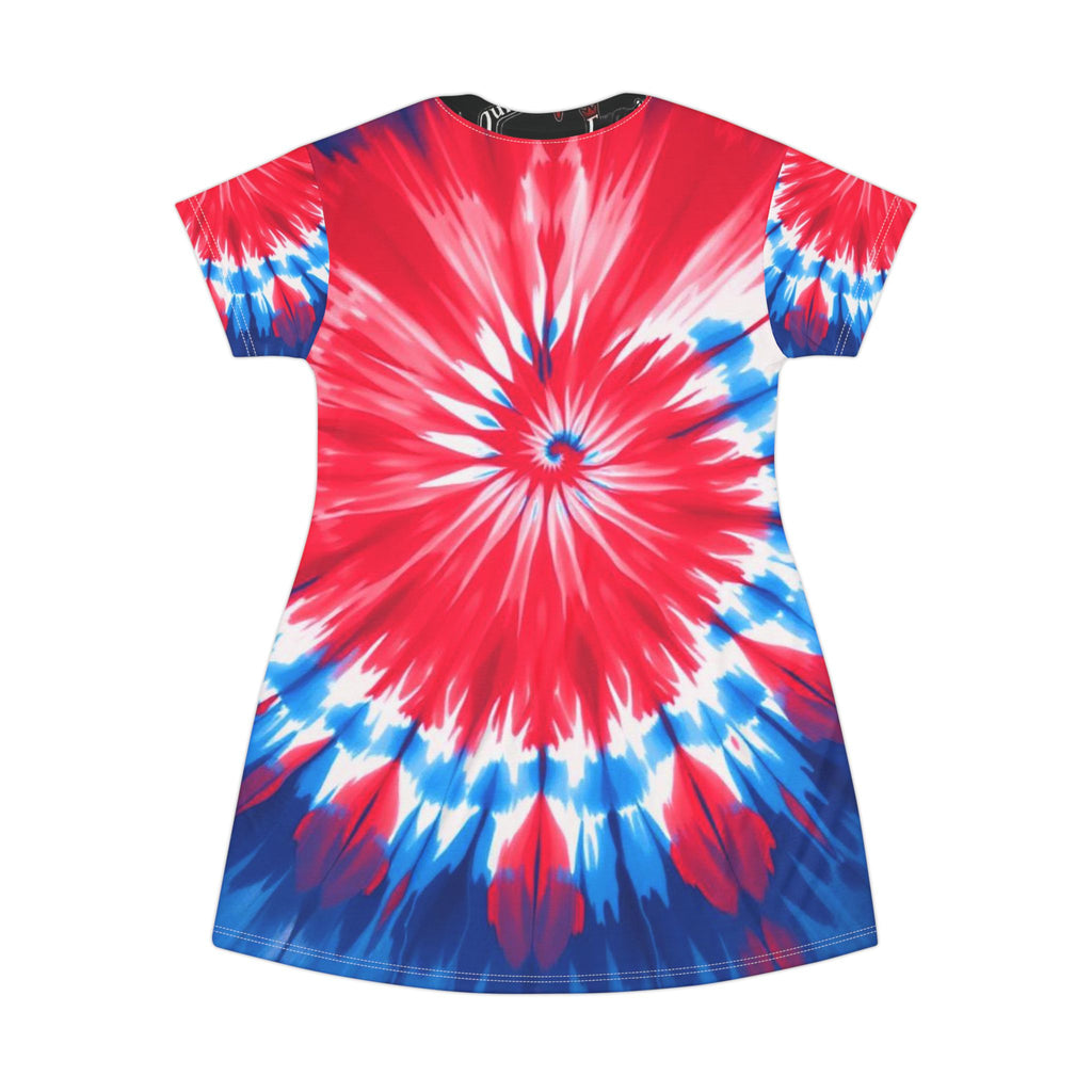 Tie-Dye T-Shirt Dress — Red White & Blue Spiral