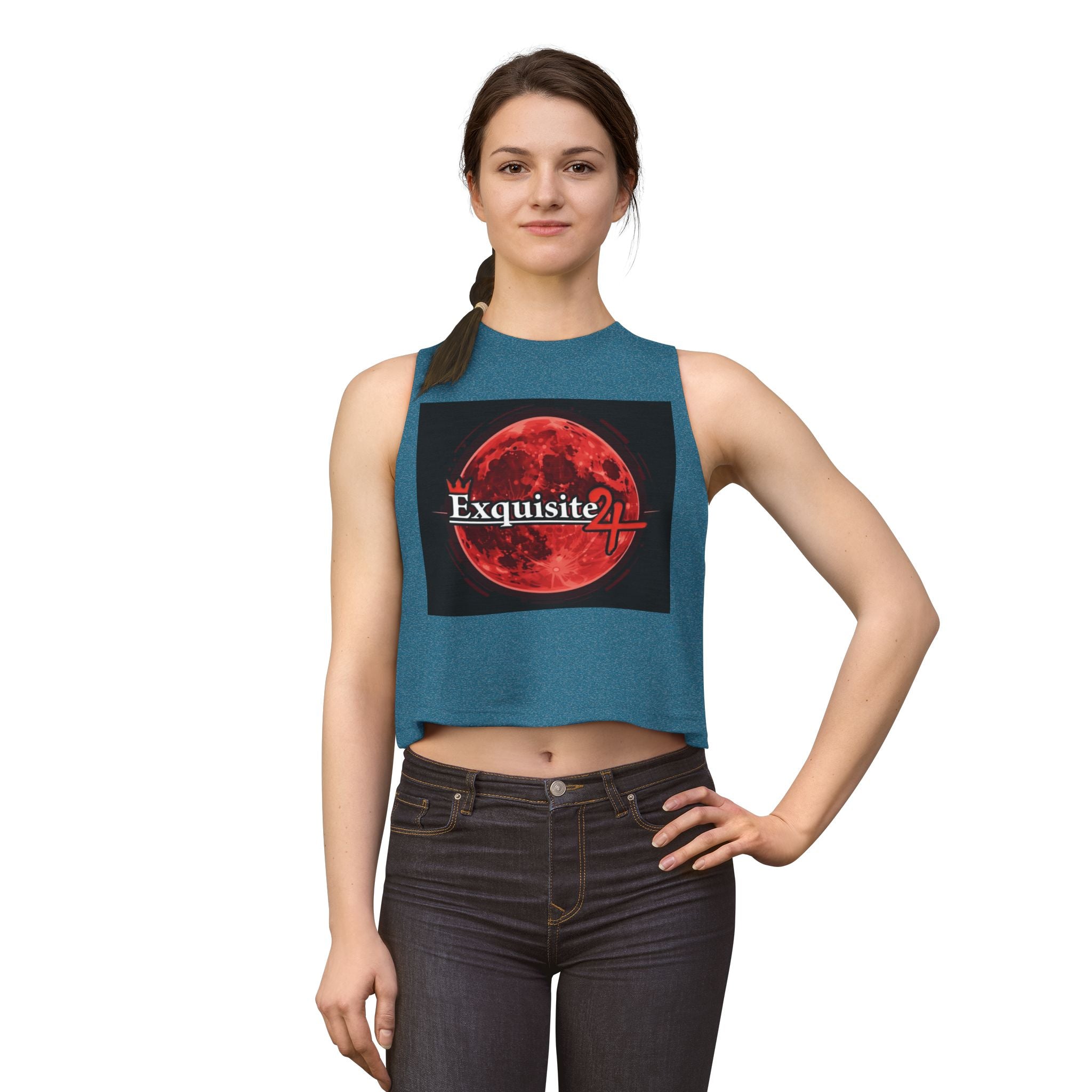 Exquisite Red Moon Crop Top — Women’s Graphic Tank