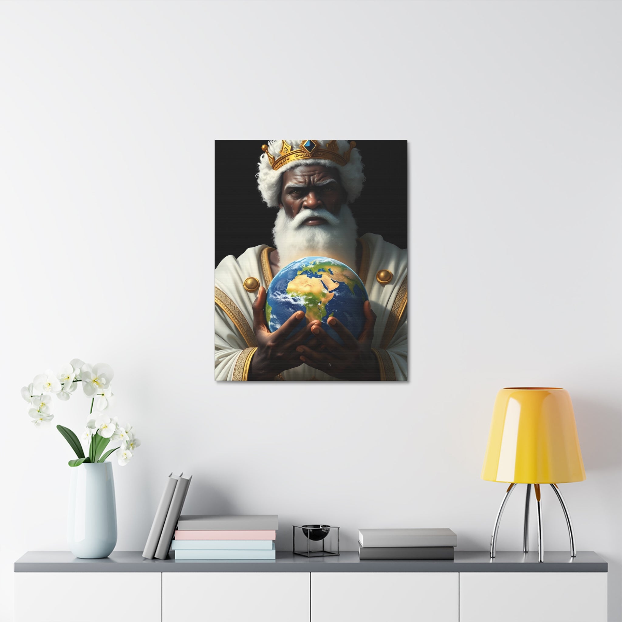 Stretched Canvas - Regal King Holding Earth Wall Art
