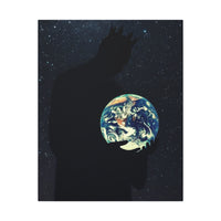 Earth Embrace Stretched Canvas — Cosmic Silhouette Wall Art