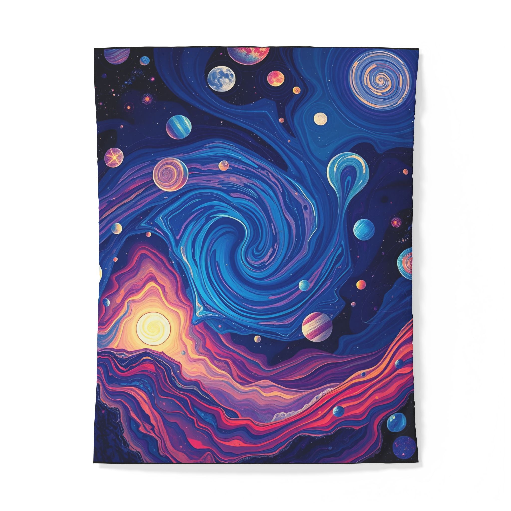 Galaxy Swirl Duvet Cover — Vibrant Cosmic Sunset Cotton Bedding