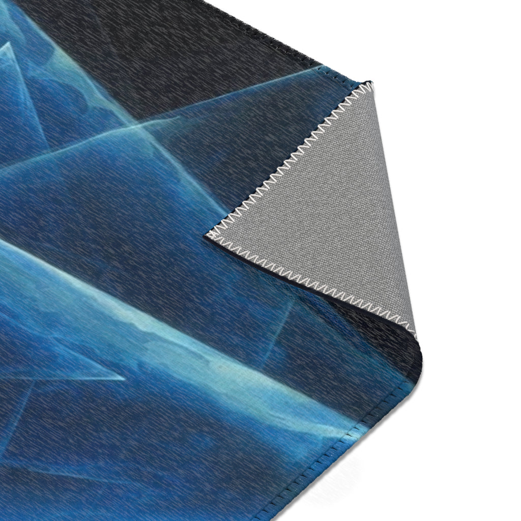 Geometric Blue Triangle Area Rug — Modern Abstract Accent Rug for Living Room & Bedroom