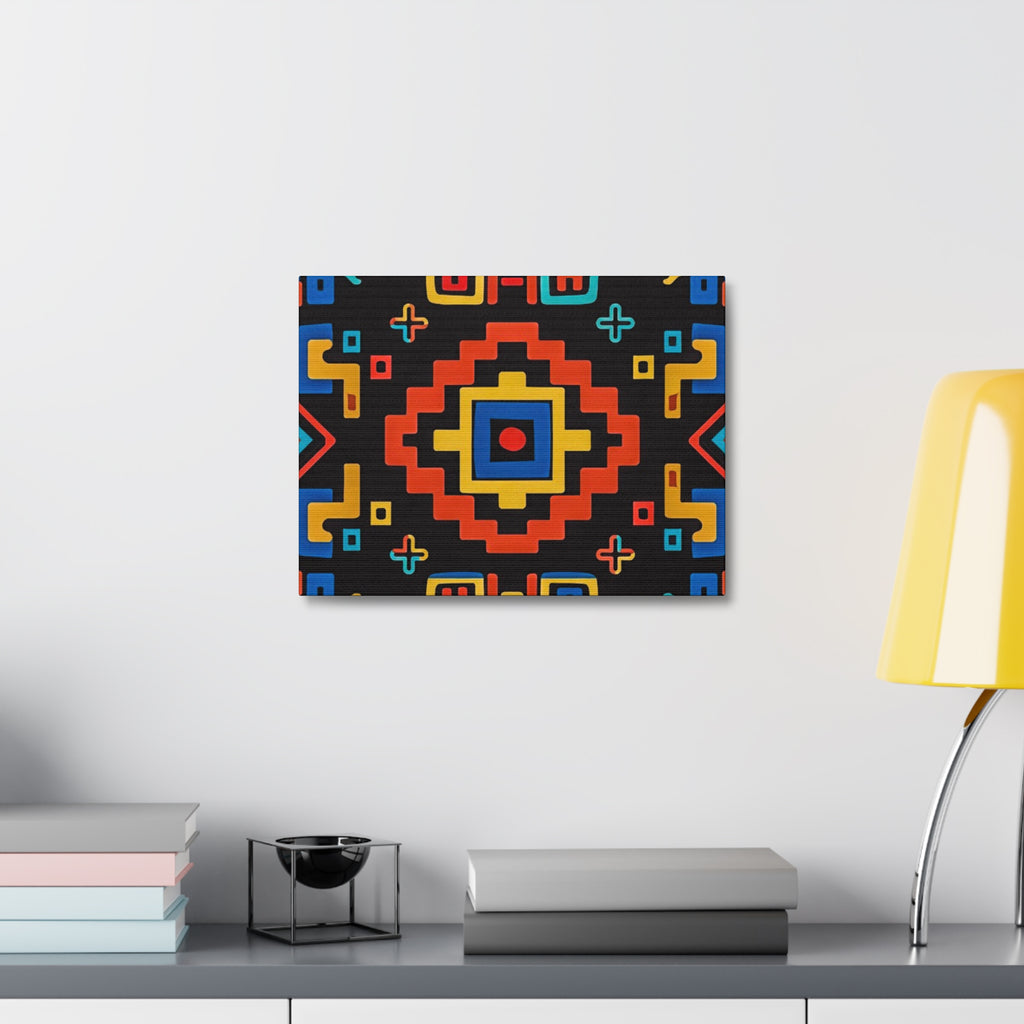 Bold Geometric Aztec Stretched Canvas Wall Art