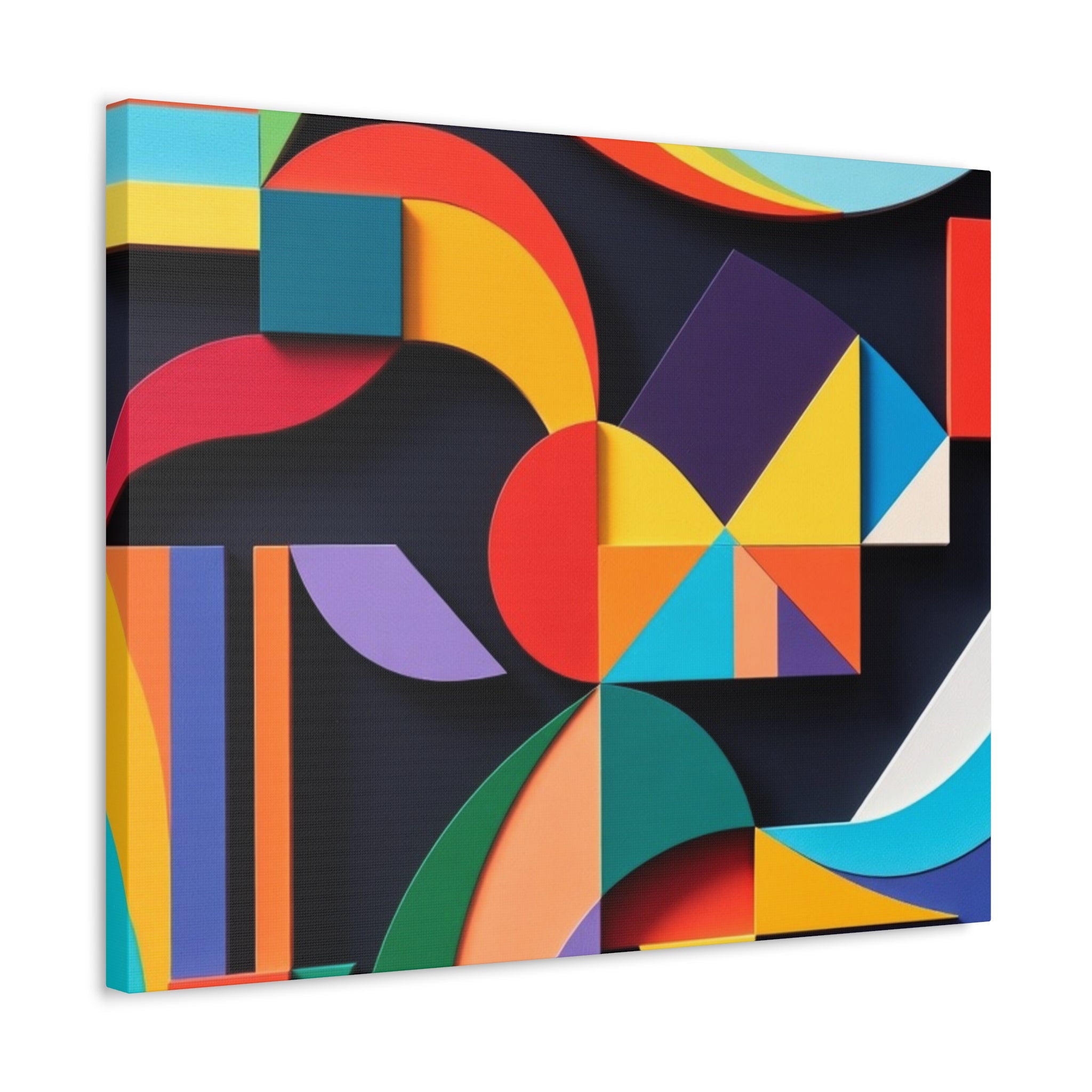 Abstract Geometric Stretched Canvas – Colorful Modern Wall Art
