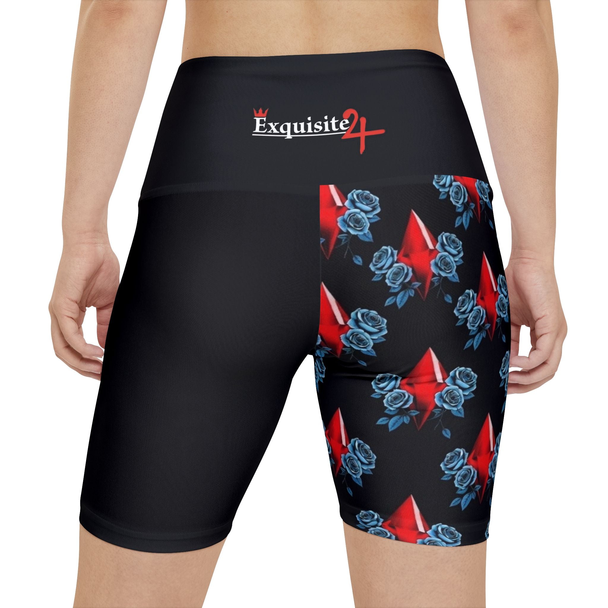 Red Jewel Blue Rose Women's Workout Shorts