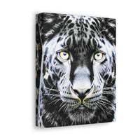 Leopard Portrait Stretched Canvas — Snow Leopard Wall Art with Yellow Eyes