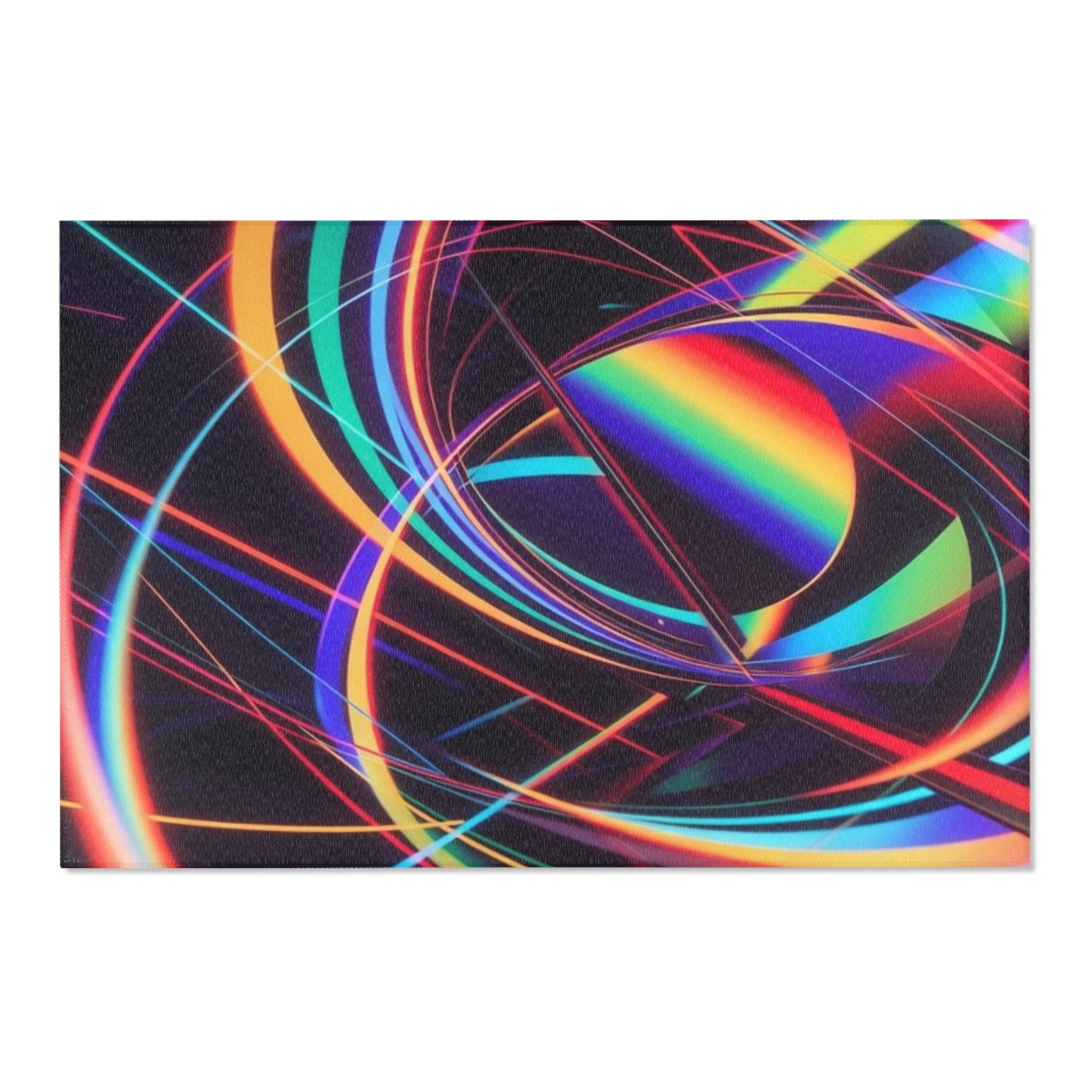 Neon Swirl Area Rug — Retro Rainbow Abstract Accent Rug