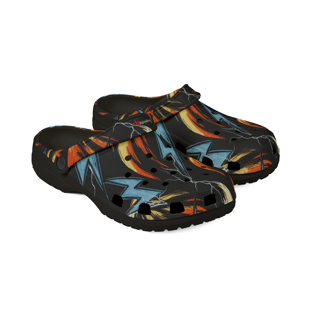Flame & Lightning EVA Foam Clogs — Bold Graphic Slip-On Shoes