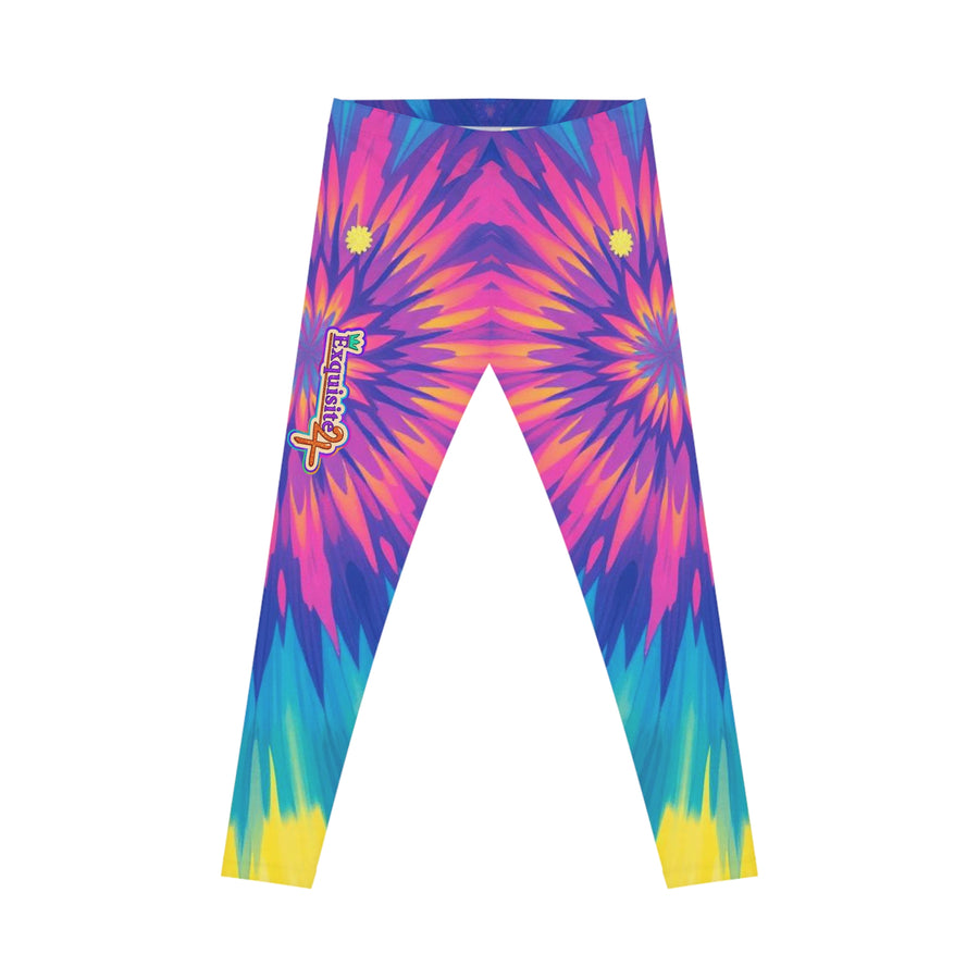 Tie-Dye Burst Women's Leggings — Vibrant Rainbow All-Over Print