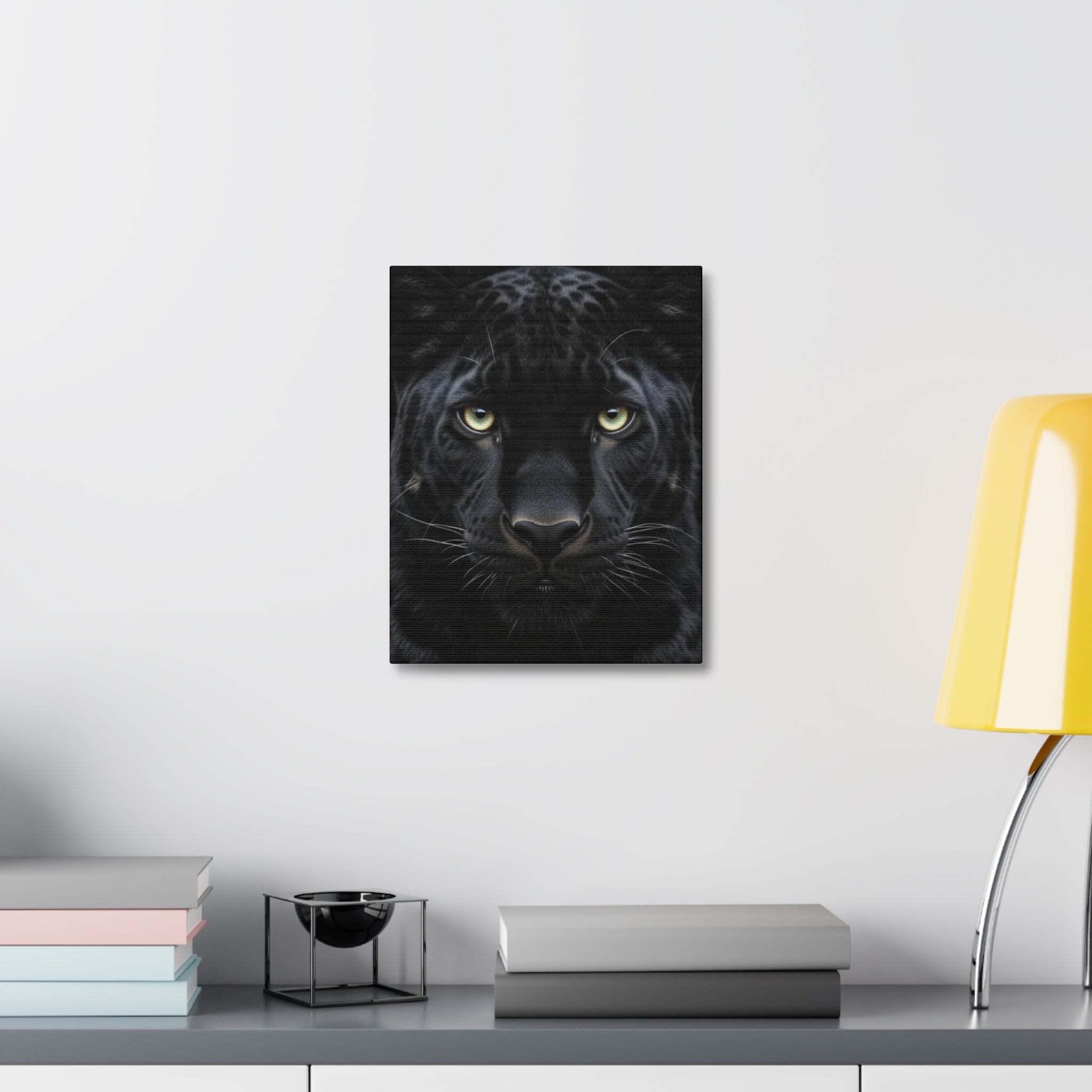 Black Panther Wall Canvas — Intense Close-Up Stretched Canvas Art