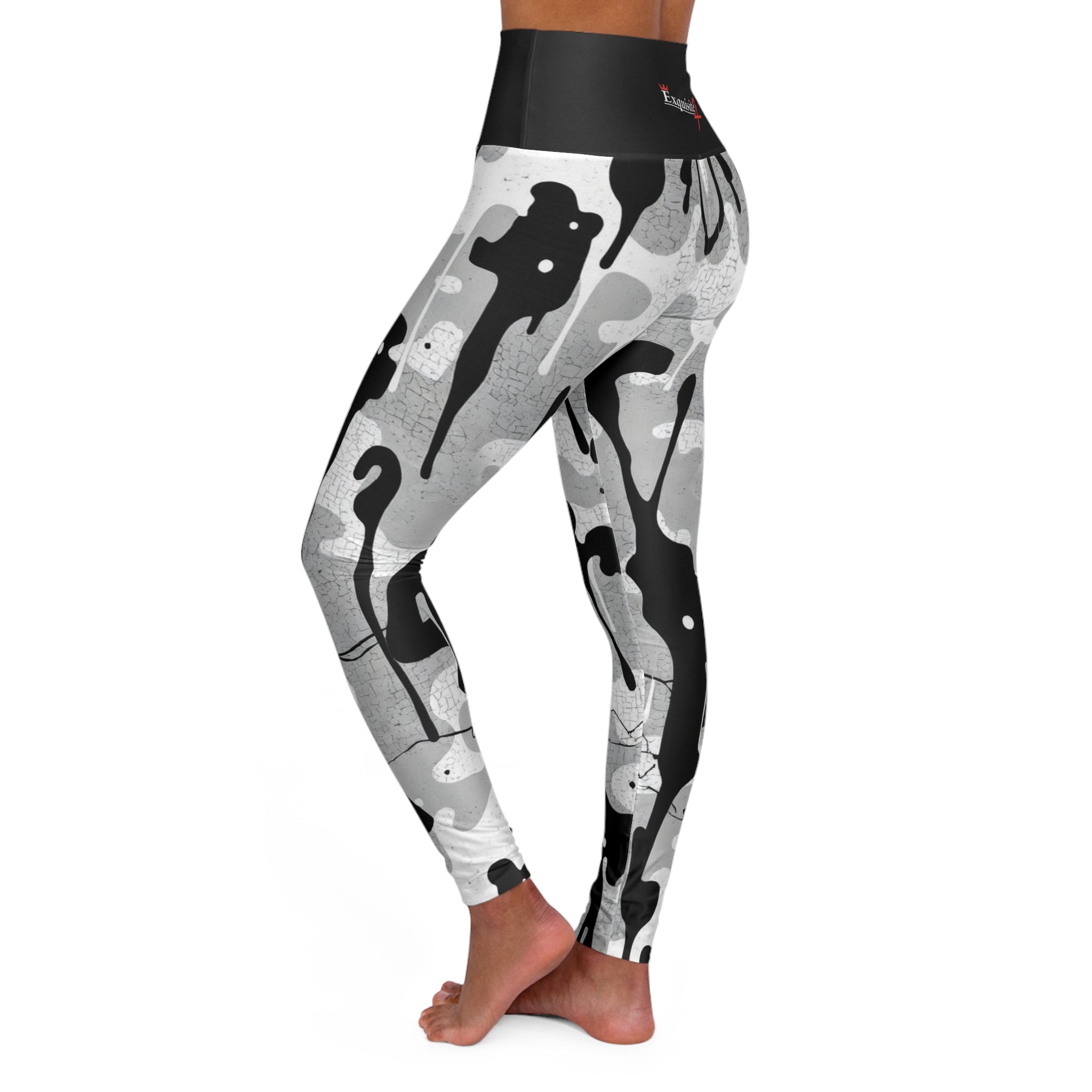 Black & Grey Camo High-Waist Yoga Leggings