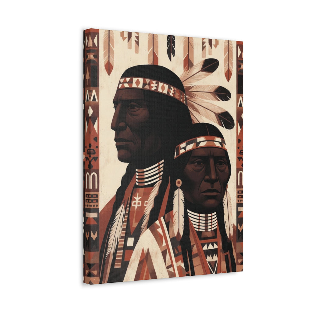 Aboriginal American Chiefs Portrait Stretched Canvas