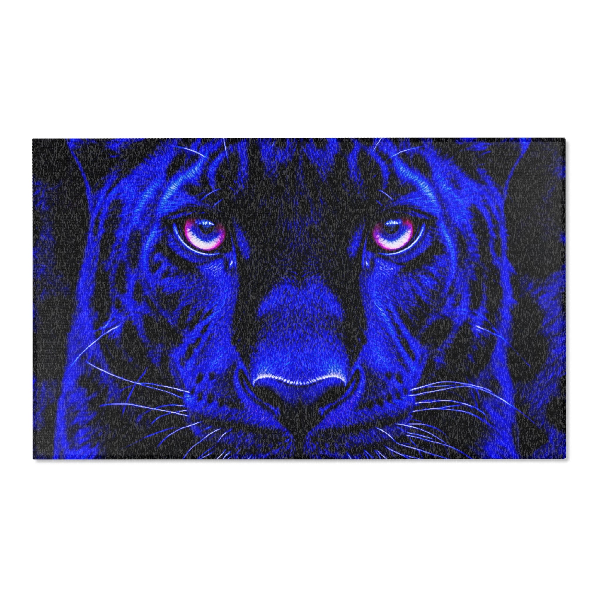 Blue Leopard Area Rug – Bold Neon Leopard Accent Rug for Living Room, Bedroom & Game Room