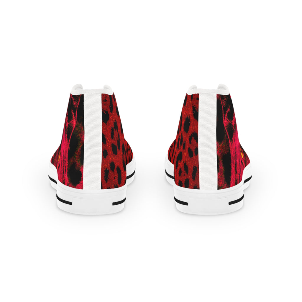 Red Leopard Eyes High Top Sneakers — Bold Men's Statement Shoes