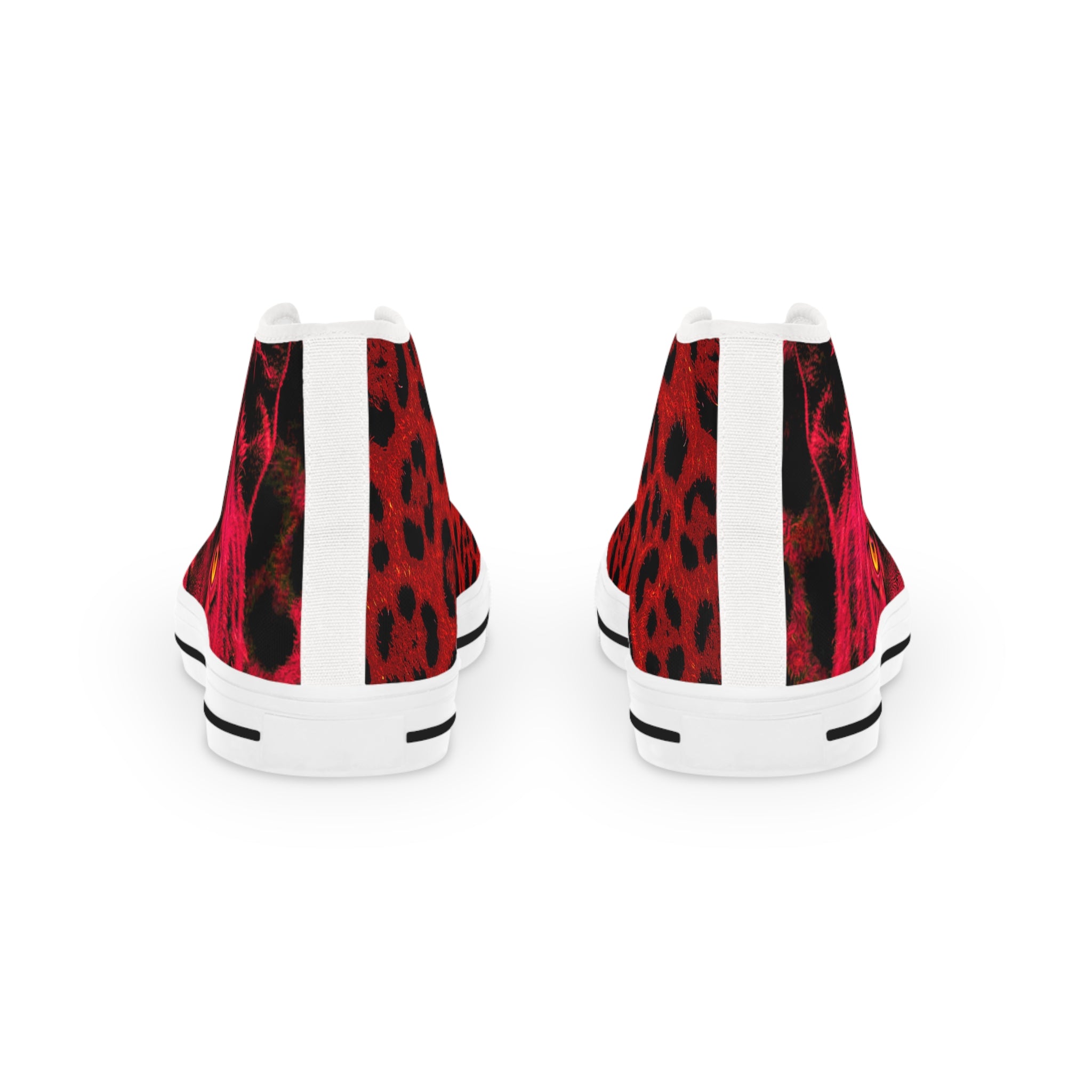 Red Leopard Eyes High Top Sneakers — Bold Men's Statement Shoes