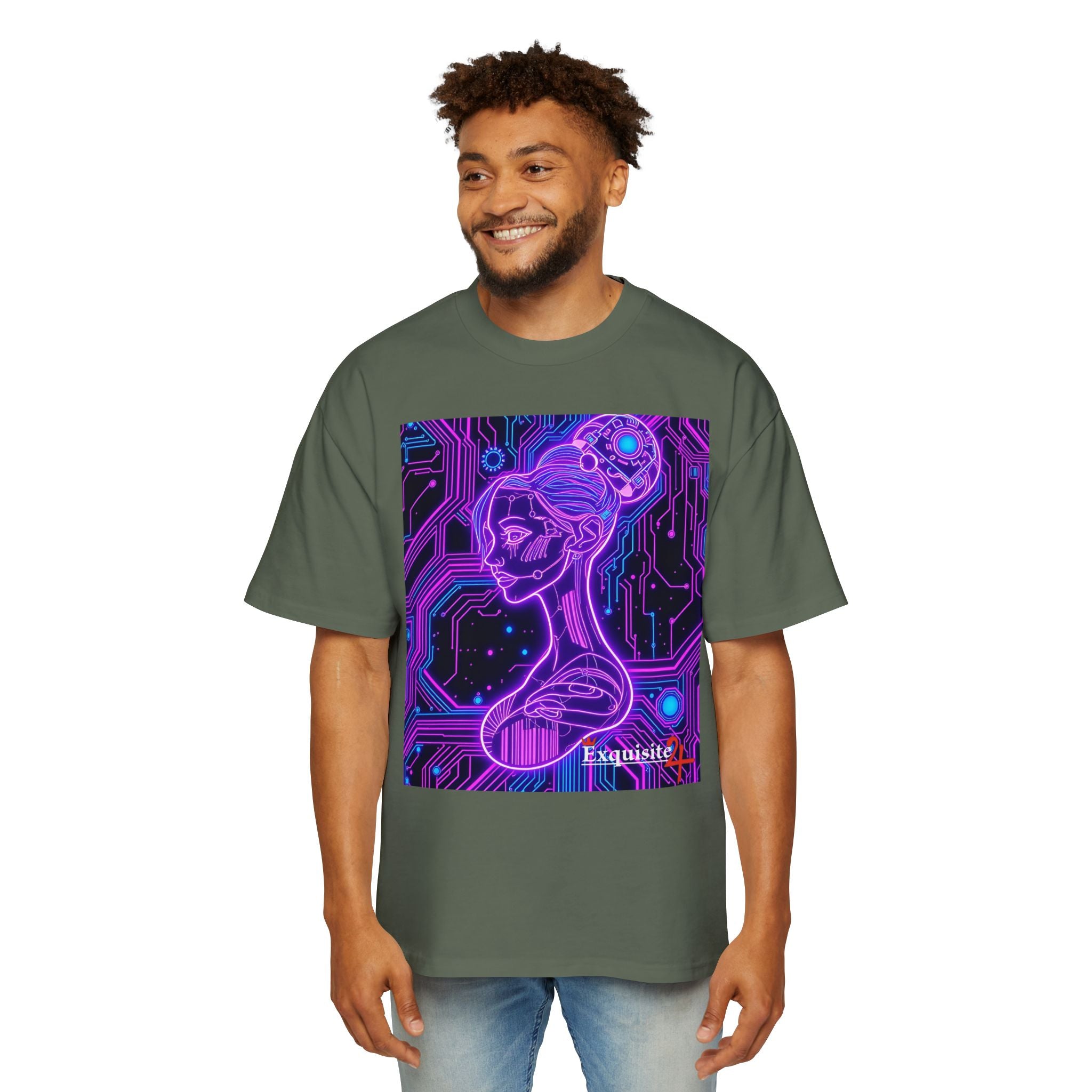Cyberpunk Goddess Graphic Tee Oversized Men's T-Shirt