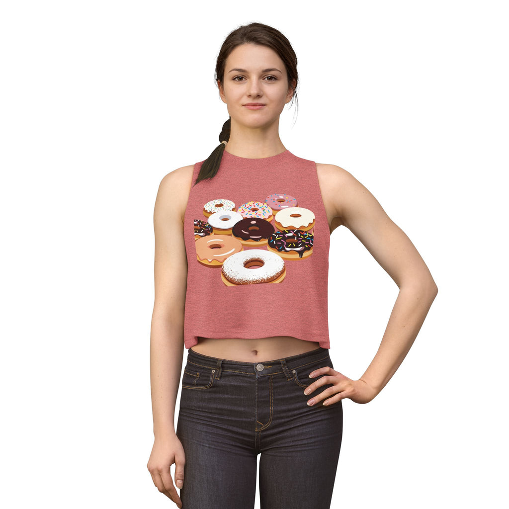 Donut Pattern Women's Crop Top — Colorful Sprinkle Donuts Graphic Tank