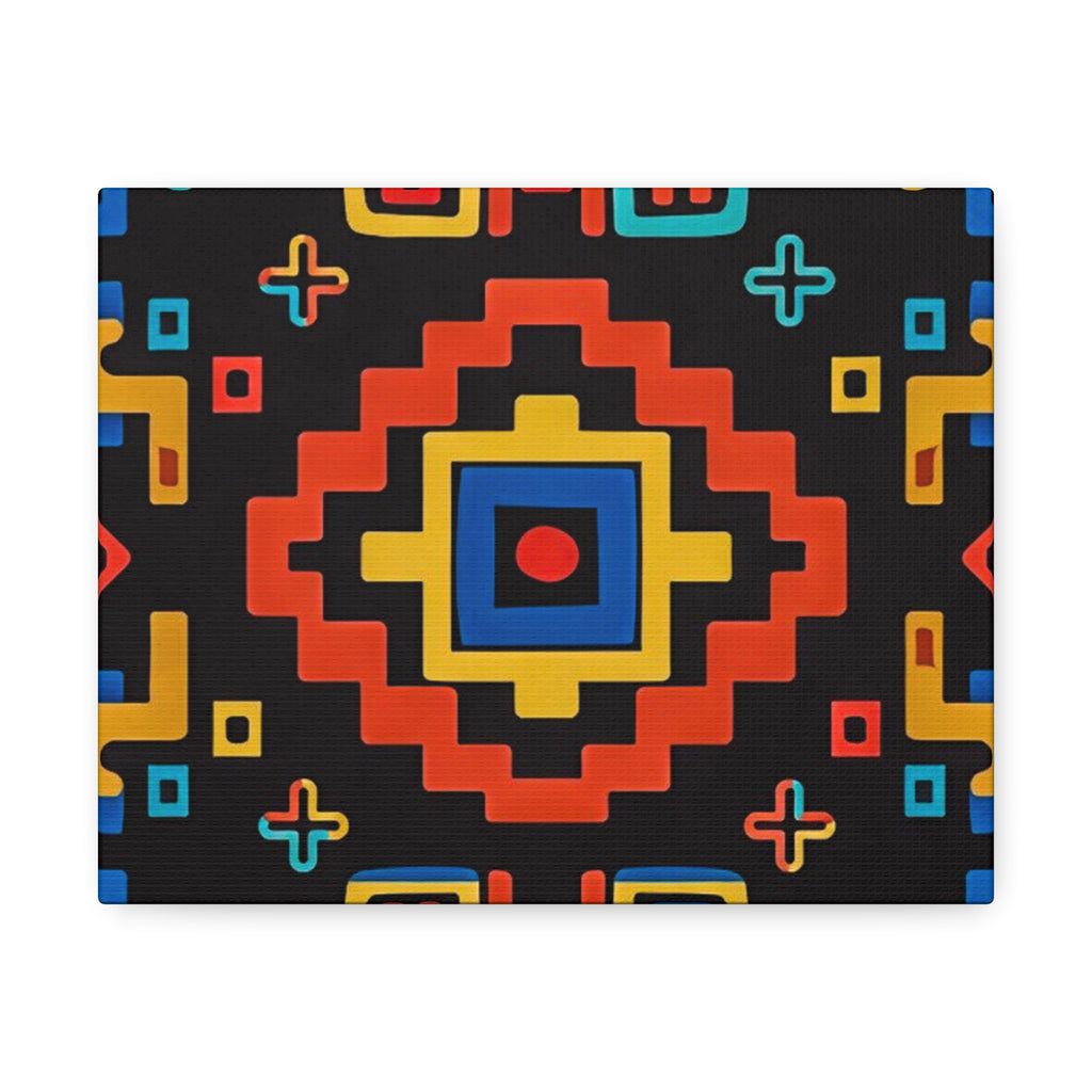 Bold Geometric Aztec Stretched Canvas Wall Art