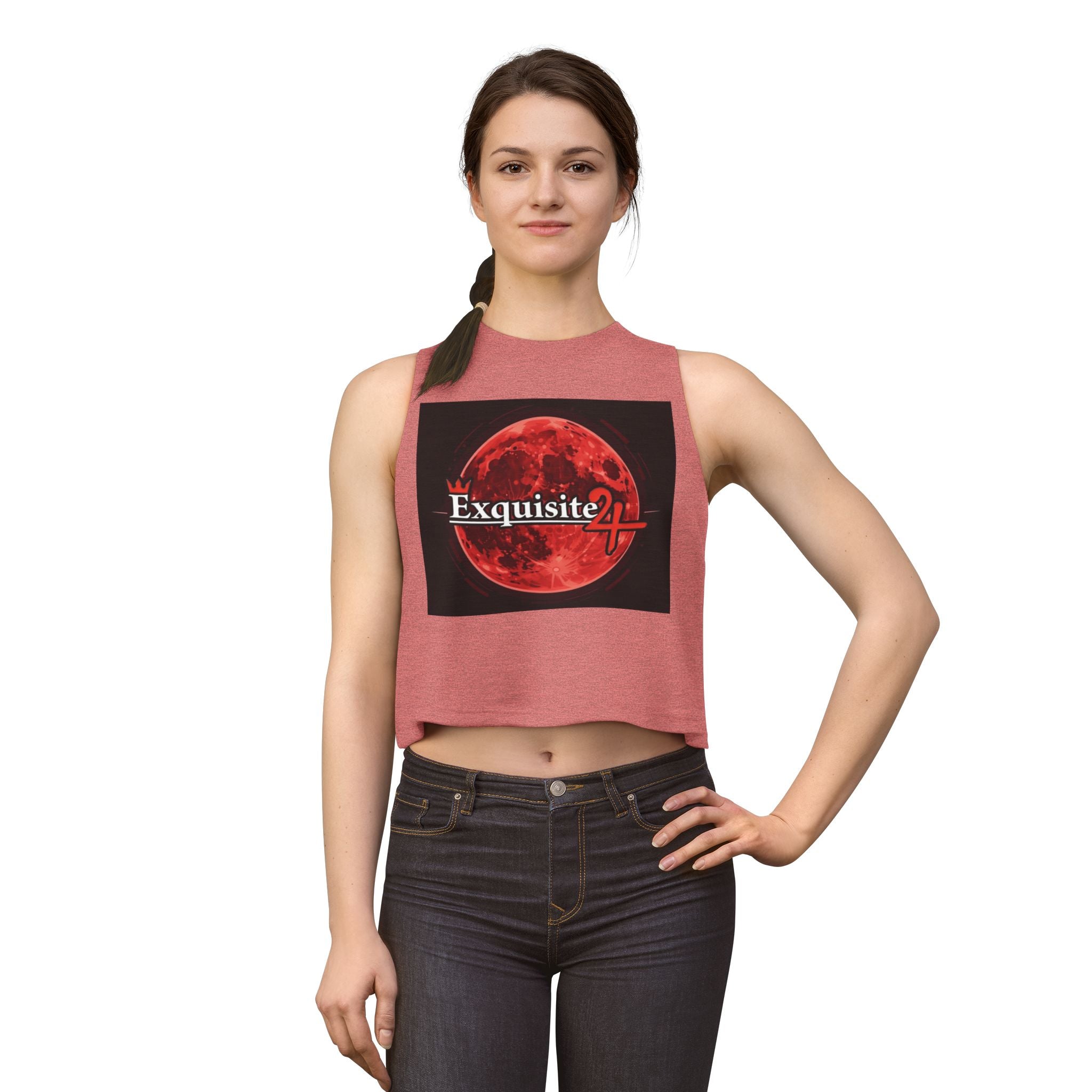 Exquisite Red Moon Crop Top — Women’s Graphic Tank