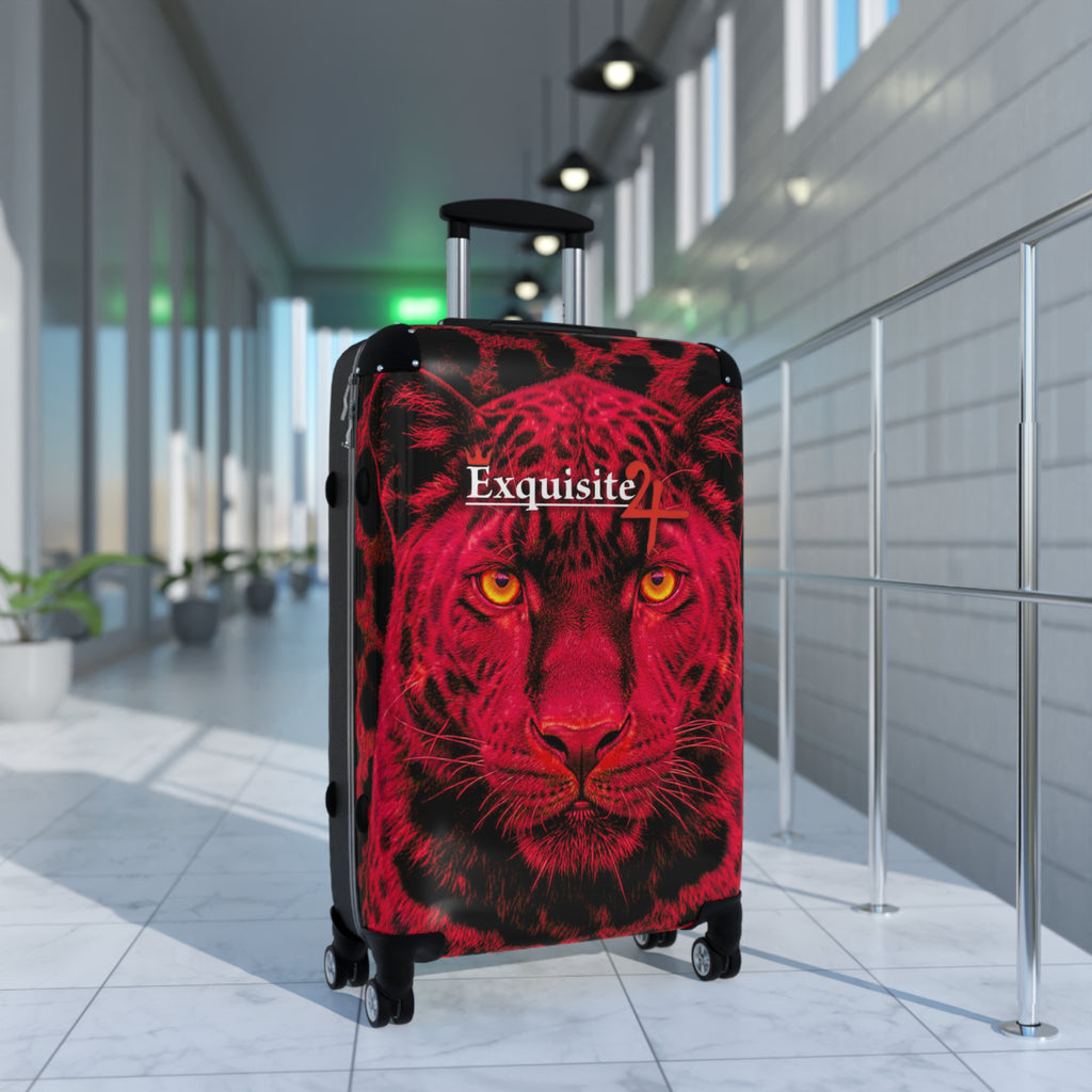 Exquisite 24 Red Leopard Carry-On Suitcase — Bold Animal Print Luggage