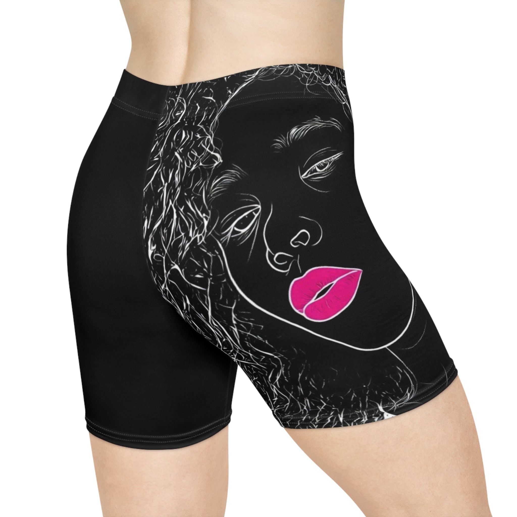 Biker Shorts — Exquisite 24 Neon Pop Face Design,  Activewear