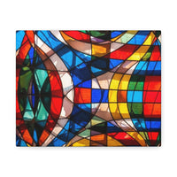 Stained Glass Abstract Stretched Canvas Print — Colorful Geometric Wall Art