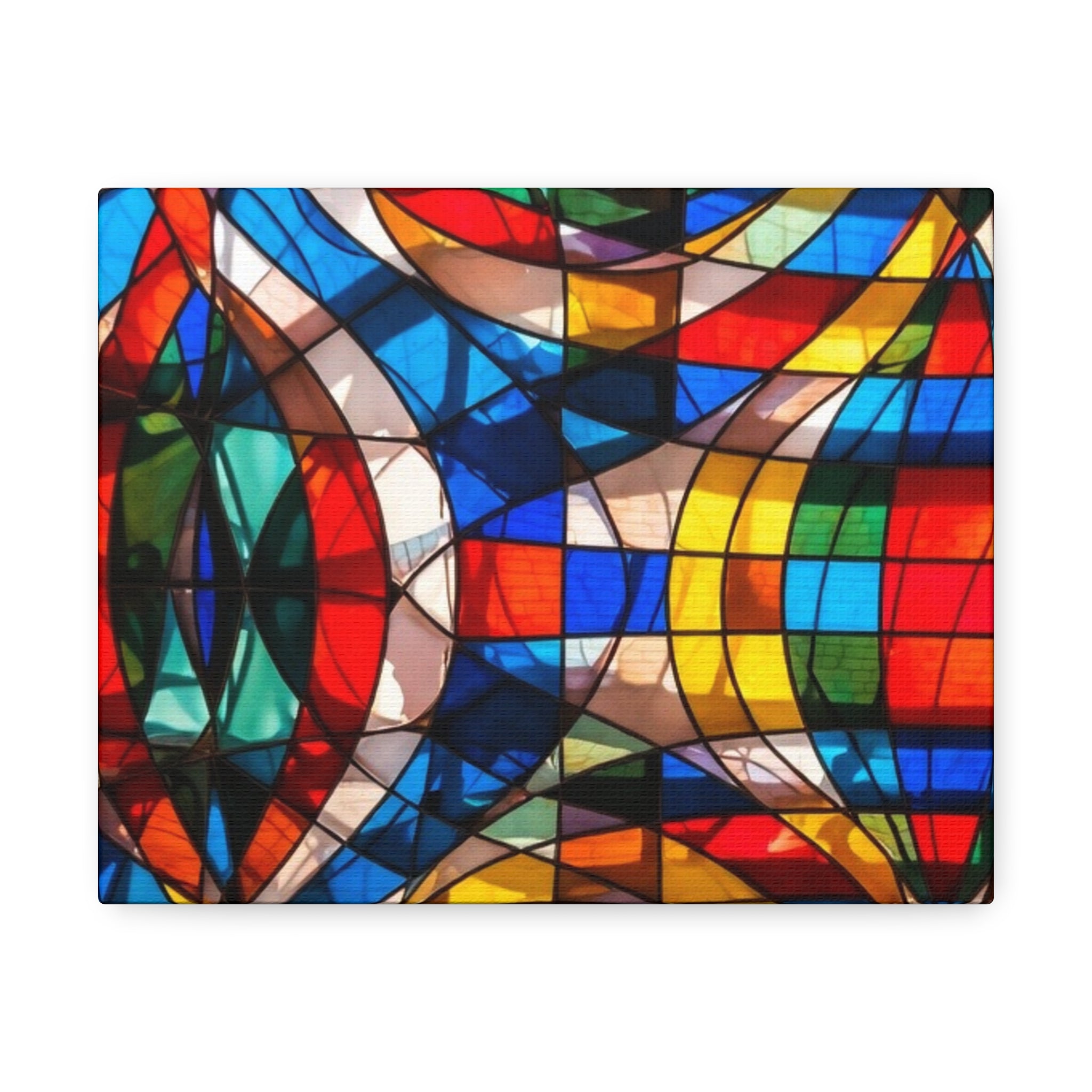 Stained Glass Abstract Stretched Canvas Print — Colorful Geometric Wall Art