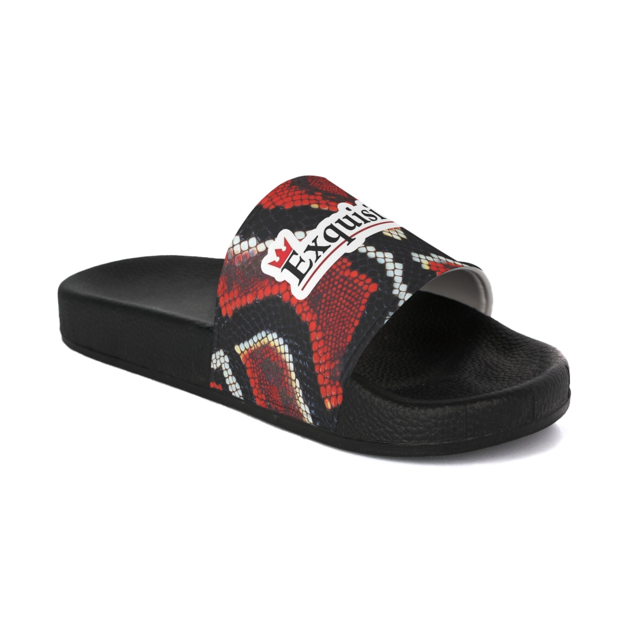 Men's Slide Sandals — Red Snake Print 'Exquisite 24' Luxury Pool Slides